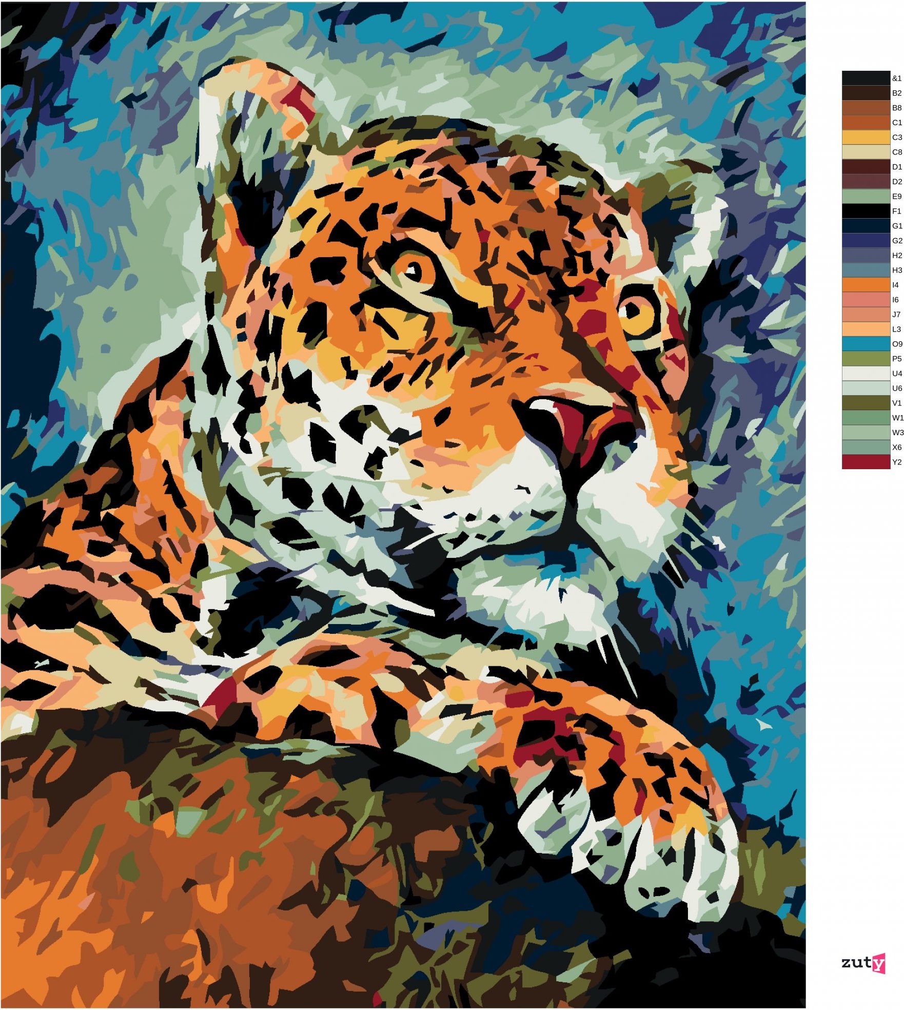 zuty Malování podle čísel - ČÍHAJÍCÍ GEPARD - Rozměr: 40x50 cm, Rámování: Varianta: vypnuté plátno na rám - obrázek 2