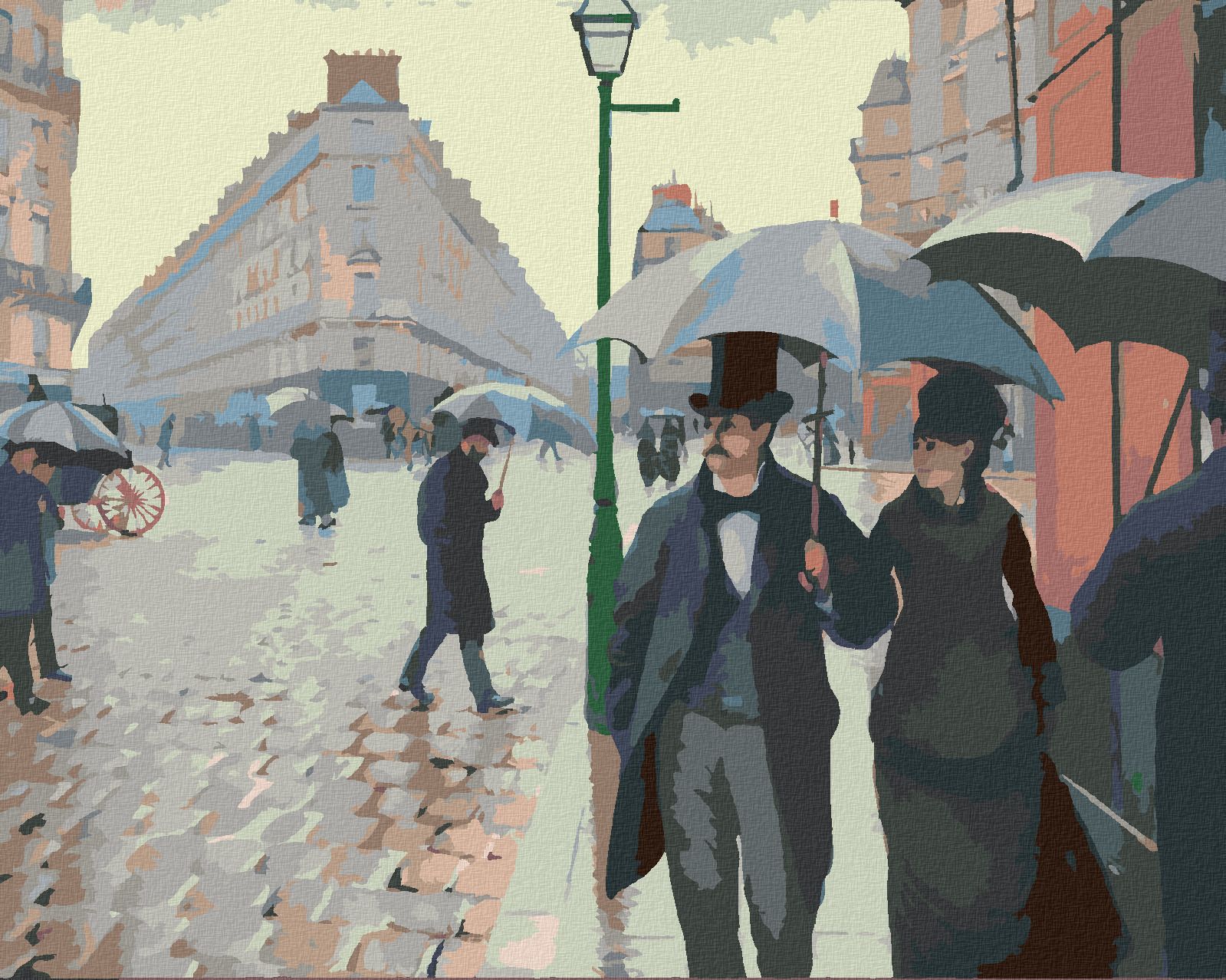 zuty Malování podle čísel - PARIS STREET; RAINY DAY (GUSTAVE CAILLEBOTTE) - Rozměr: 40x50 cm, Rámování: Varianta: bez rámu a bez vypnutí plátna - obrázek 1