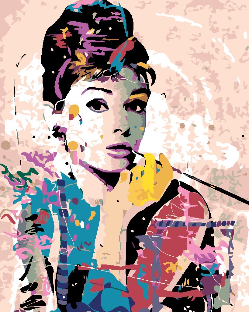 zuty Malování podle čísel - AUDREY HEPBURN - Rozměr: 40x50 cm, Rámování: Varianta: vypnuté plátno na rám - obrázek 3
