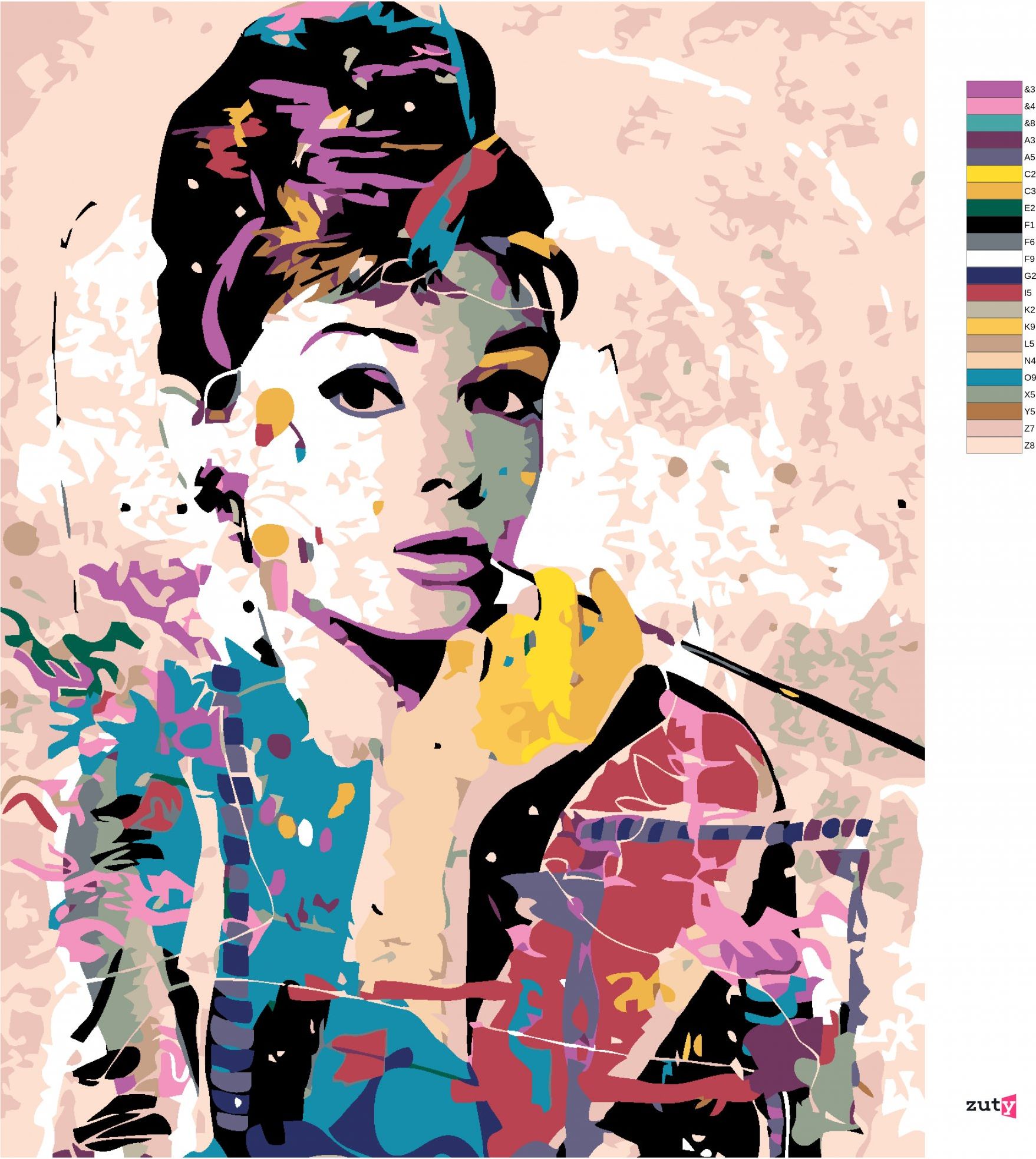 zuty Malování podle čísel - AUDREY HEPBURN - Rozměr: 40x50 cm, Rámování: Varianta: vypnuté plátno na rám - obrázek 8