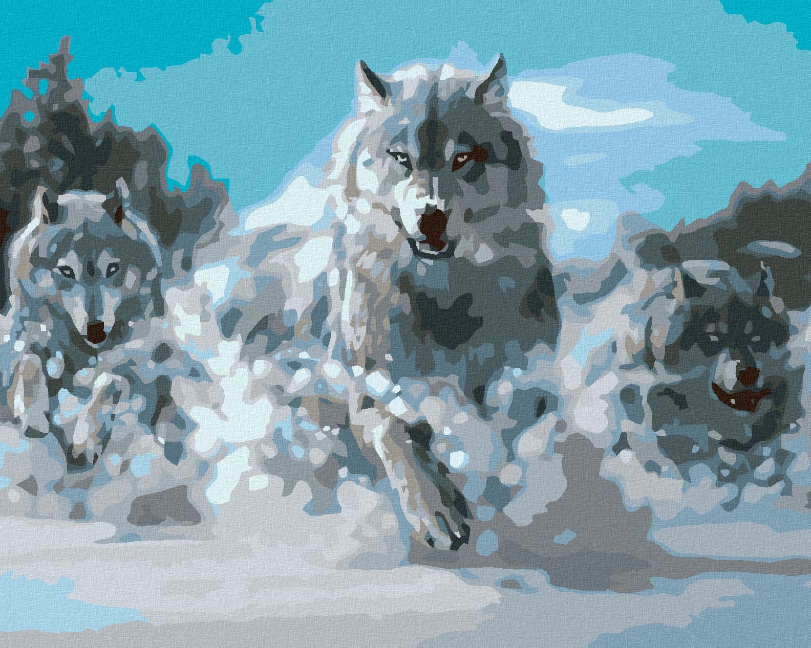 zuty Malování podle čísel - BĚŽÍCÍ VLCI - Rozměr: 40x50 cm, Rámování: Varianta: bez rámu a bez vypnutí plátna - obrázek 1