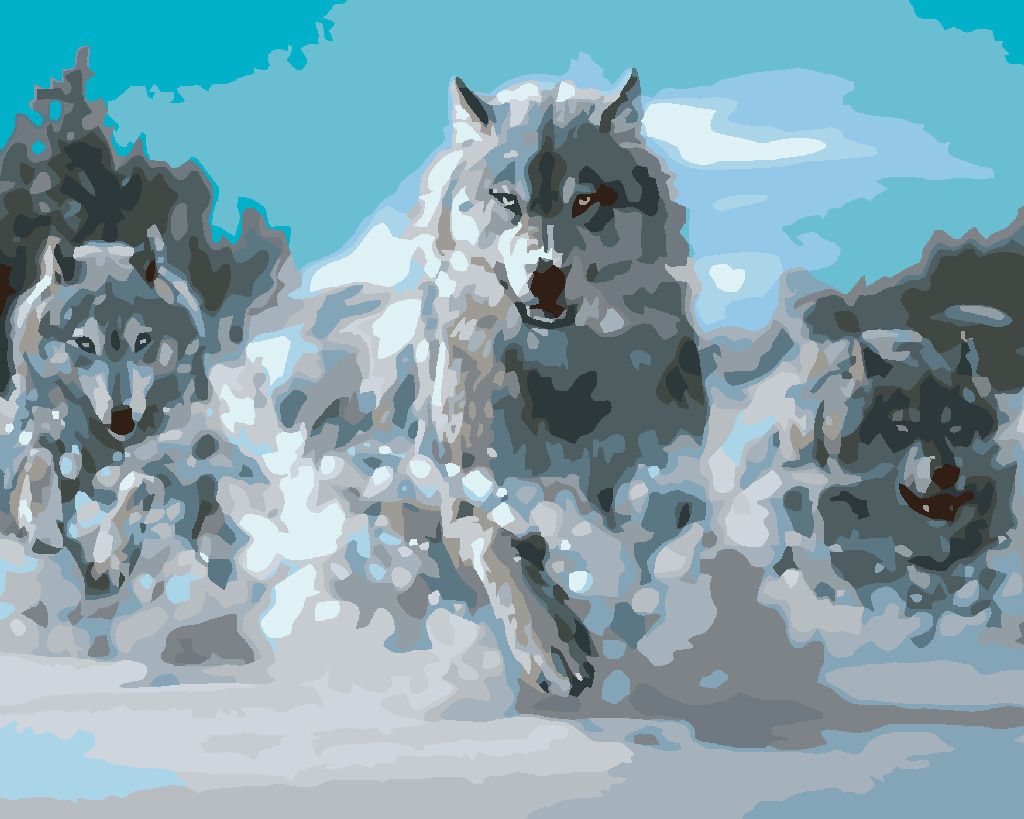 zuty Malování podle čísel - BĚŽÍCÍ VLCI - Rozměr: 40x50 cm, Rámování: Varianta: bez rámu a bez vypnutí plátna - obrázek 6