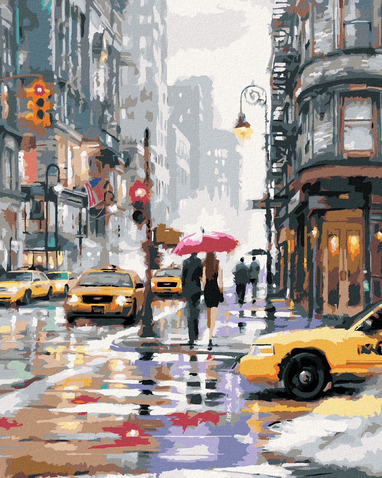 zuty Malování podle čísel - ŽLUTÉ TAXÍKY V NEW YORKU (RICHARD MACNEIL) - Rozměr: 40x50 cm, Rámování: Varianta: vypnuté plátno na rám - obrázek 1