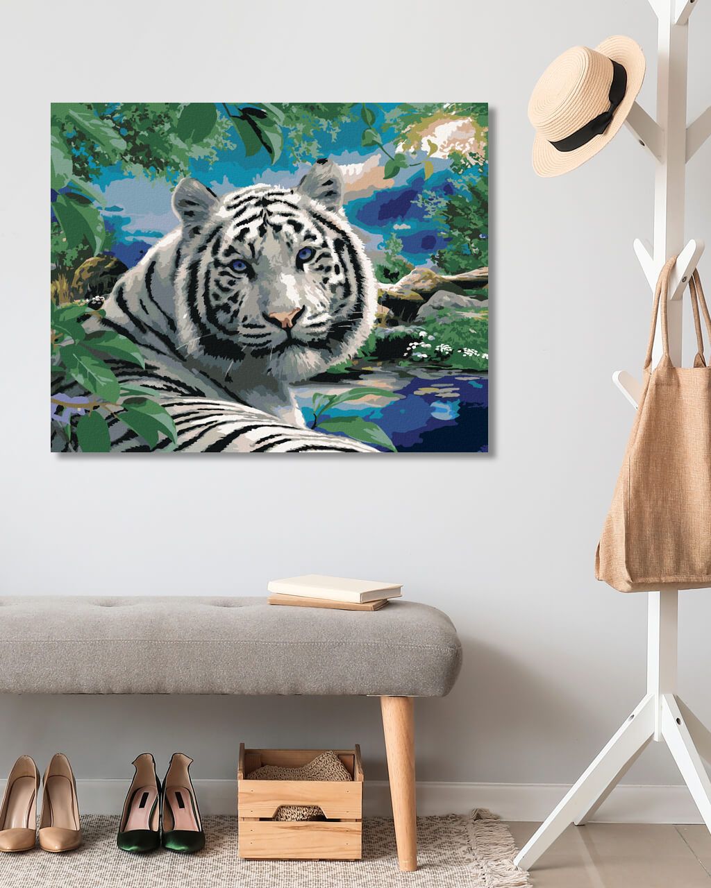zuty Malování podle čísel - BÍLÝ TYGR A DIVOKÁ PŘÍRODA (HOWARD ROBINSON) - Rozměr: 40x50 cm, Rámování: Varianta: bez rámu a bez vypnutí plátna - obrázek 5