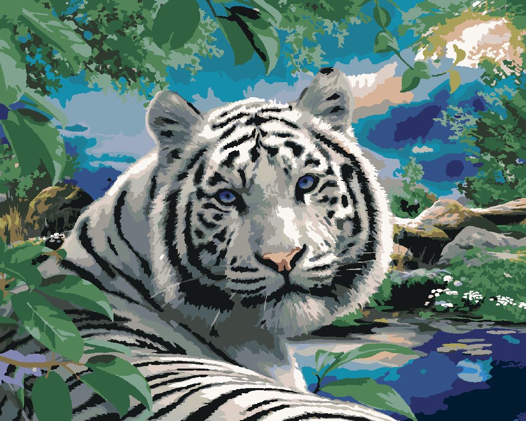 zuty Malování podle čísel - BÍLÝ TYGR A DIVOKÁ PŘÍRODA (HOWARD ROBINSON) - Rozměr: 40x50 cm, Rámování: Varianta: vypnuté plátno na rám - obrázek 7