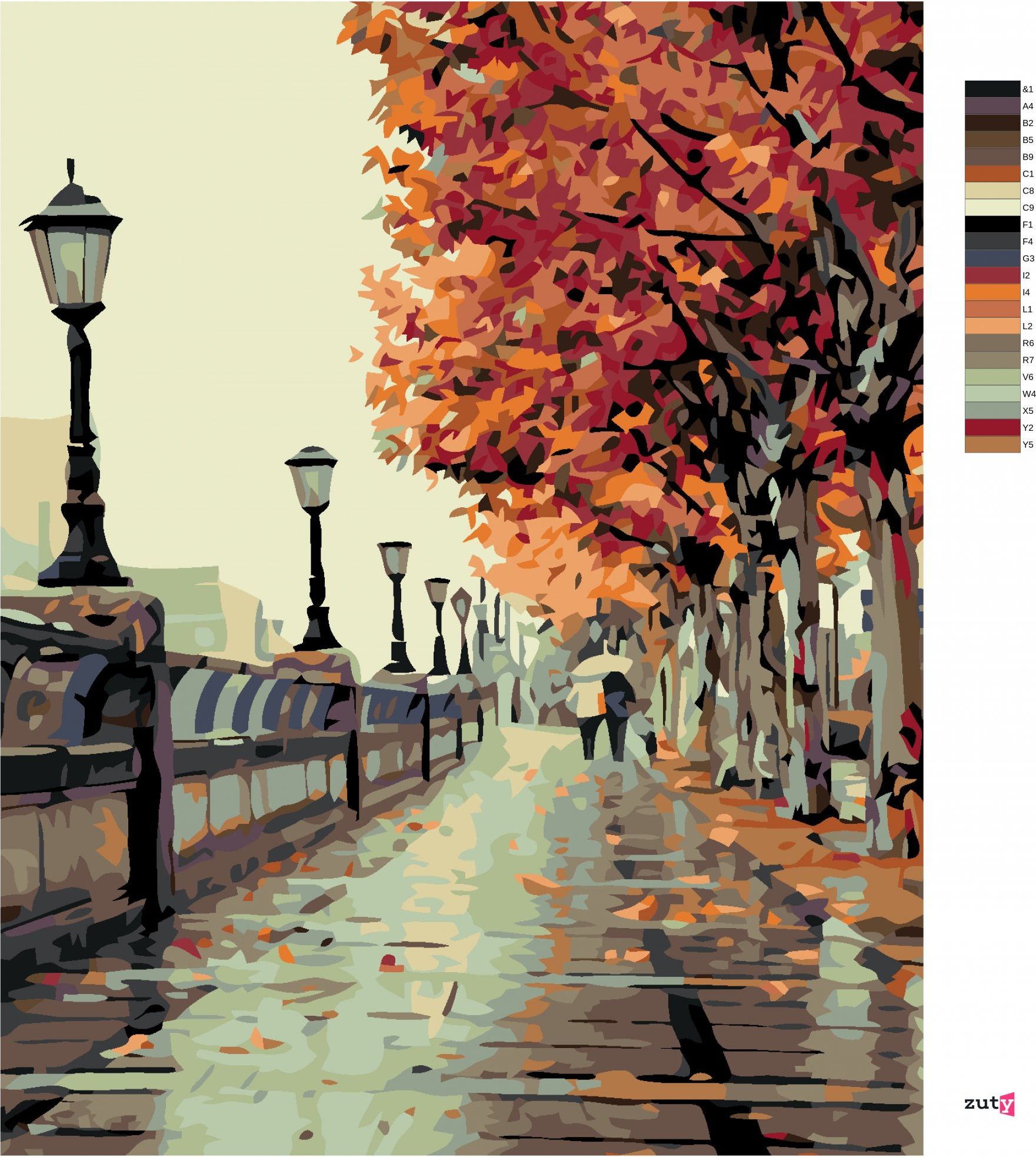 zuty Malování podle čísel - PODZIMNÍ PROCHÁZKA - Rozměr: 40x50 cm, Rámování: Varianta: bez rámu a bez vypnutí plátna - obrázek 9