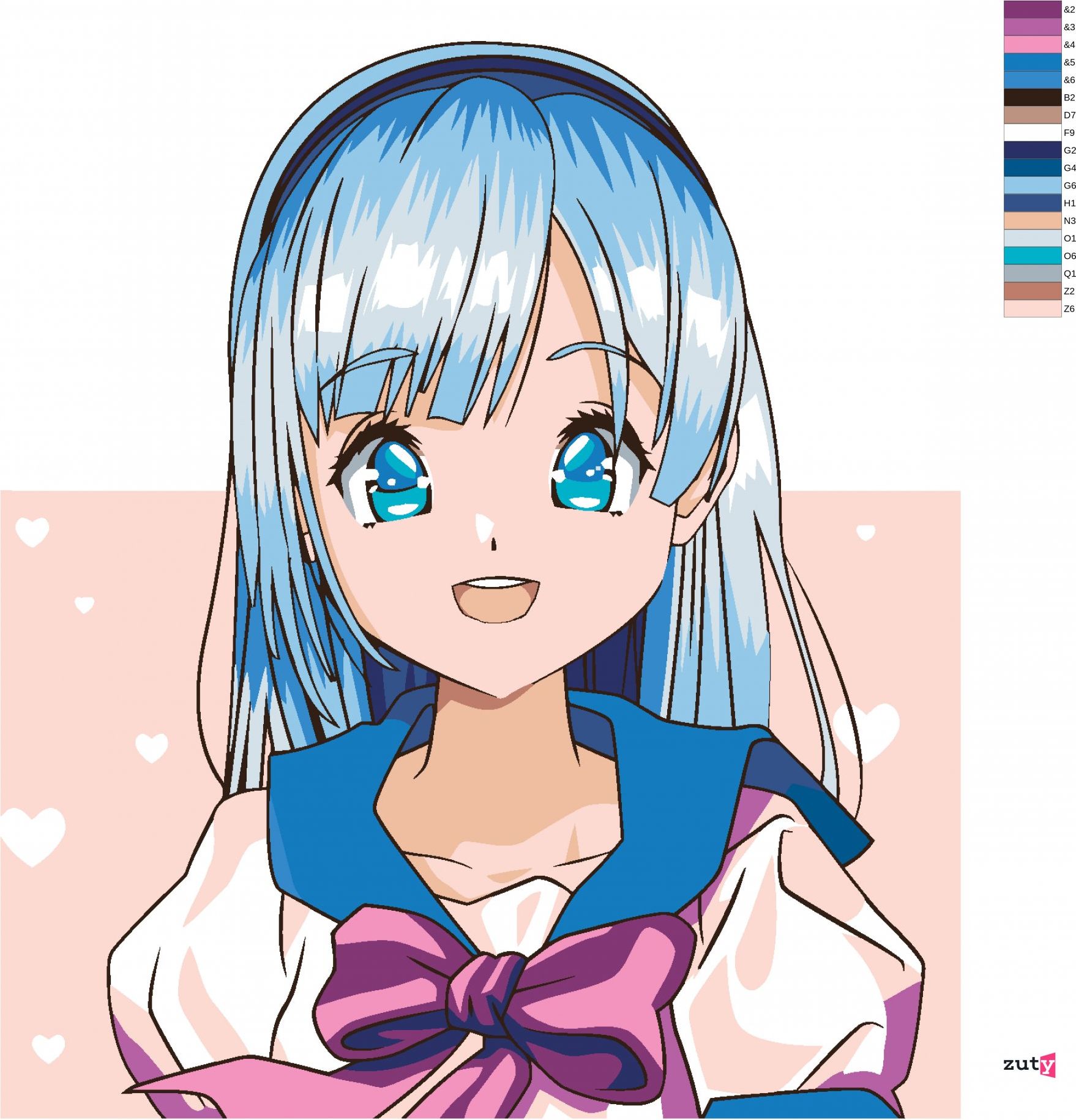 zuty Malování podle čísel - ANIME DÍVKA S MAŠLÍ - Rozměr: 40x50 cm, Rámování: Varianta: vypnuté plátno na rám - obrázek 3