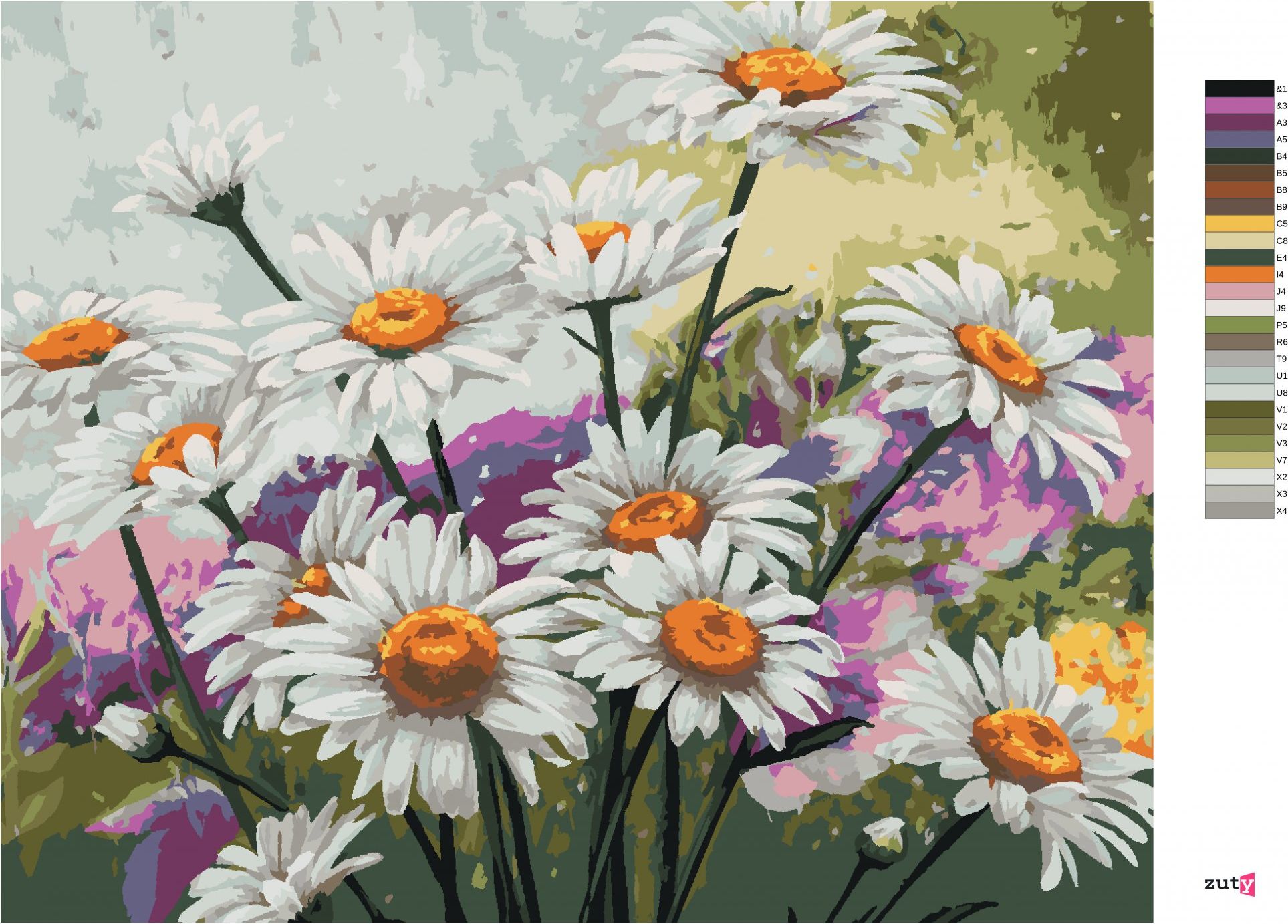 zuty Malování podle čísel - HEŘMÁNEK NA LOUCE - Rozměr: 40x50 cm, Rámování: Varianta: bez rámu a bez vypnutí plátna - obrázek 6