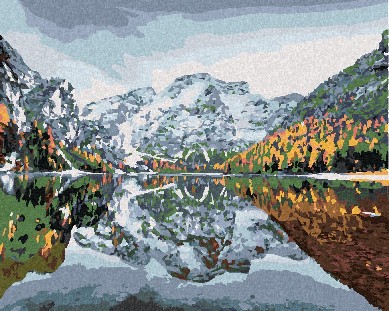 zuty Malování podle čísel - PRVNÍ SNÍH NA BRAIES LAKE - Rozměr: 40x50 cm, Rámování: Varianta: vypnuté plátno na rám - obrázek 1
