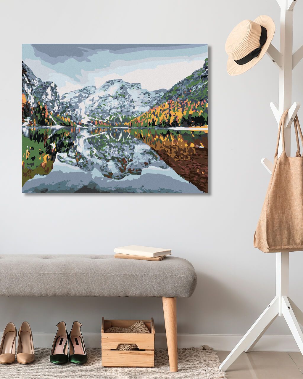 zuty Malování podle čísel - PRVNÍ SNÍH NA BRAIES LAKE - Rozměr: 40x50 cm, Rámování: Varianta: vypnuté plátno na rám - obrázek 4