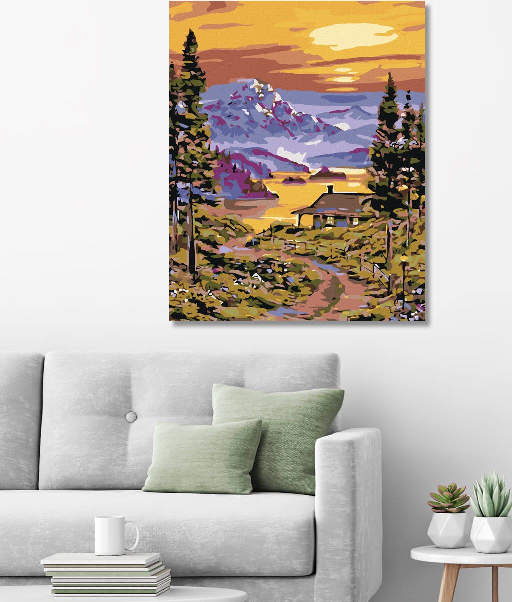 zuty Malování podle čísel - CESTA K CHATĚ U JEZERA - Rozměr: 40x50 cm, Rámování: Varianta: vypnuté plátno na rám - obrázek 6