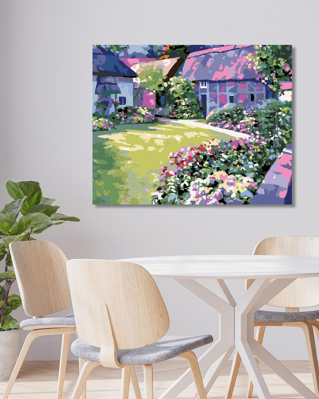zuty Malování podle čísel - KVĚTINY V ZAHRADĚ U DOMU - Rozměr: 40x50 cm, Rámování: Varianta: vypnuté plátno na rám - obrázek 3