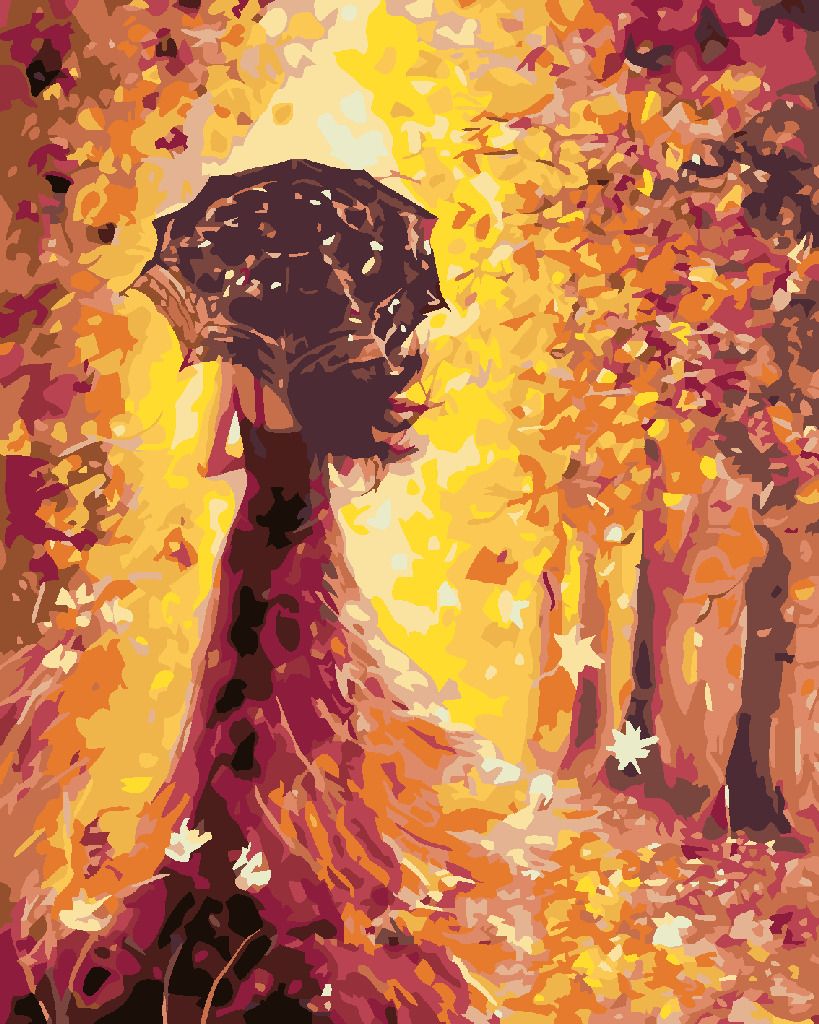 zuty Malování podle čísel - ŽENA S DEŠTNÍKEM - Rozměr: 40x50 cm, Rámování: Varianta: vypnuté plátno na rám - obrázek 2