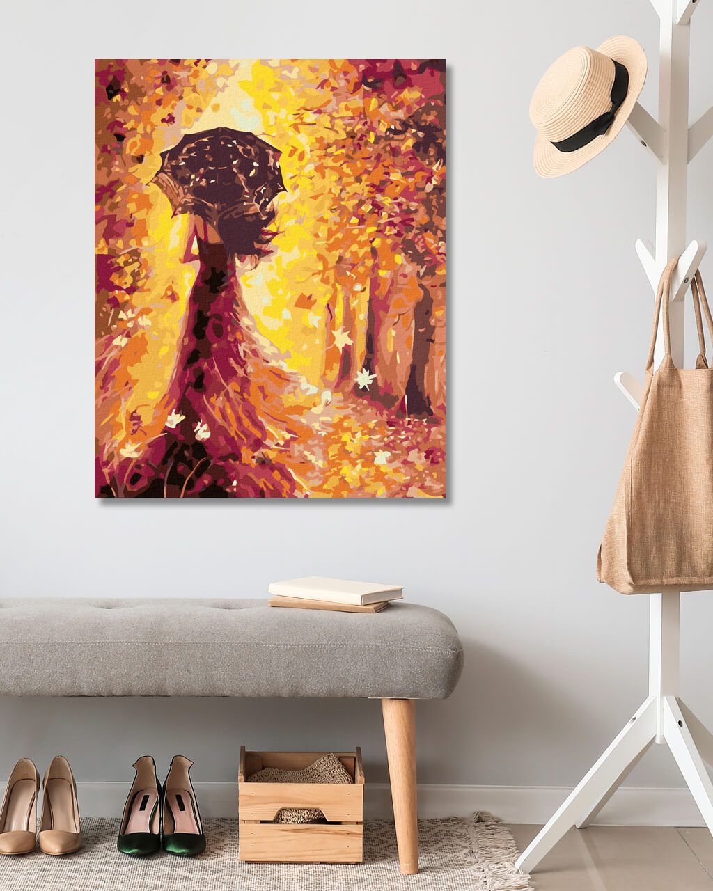 zuty Malování podle čísel - ŽENA S DEŠTNÍKEM - Rozměr: 40x50 cm, Rámování: Varianta: vypnuté plátno na rám - obrázek 4