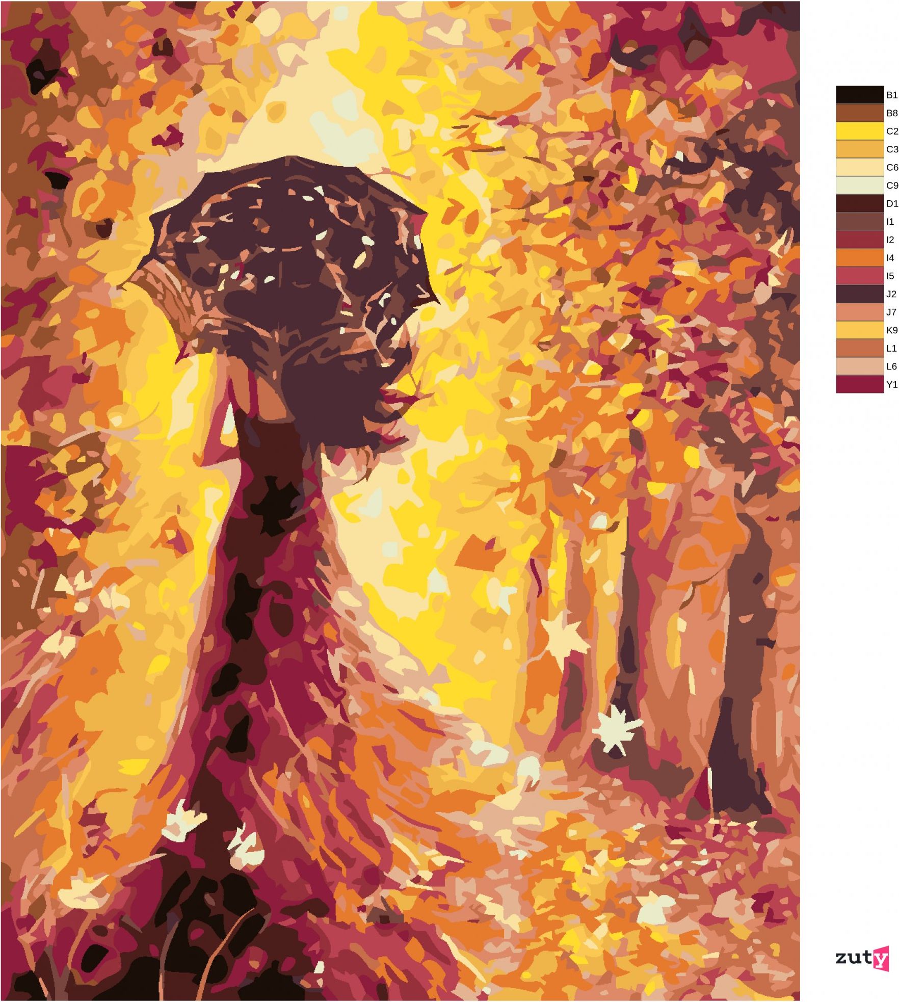 zuty Malování podle čísel - ŽENA S DEŠTNÍKEM - Rozměr: 40x50 cm, Rámování: Varianta: vypnuté plátno na rám - obrázek 6