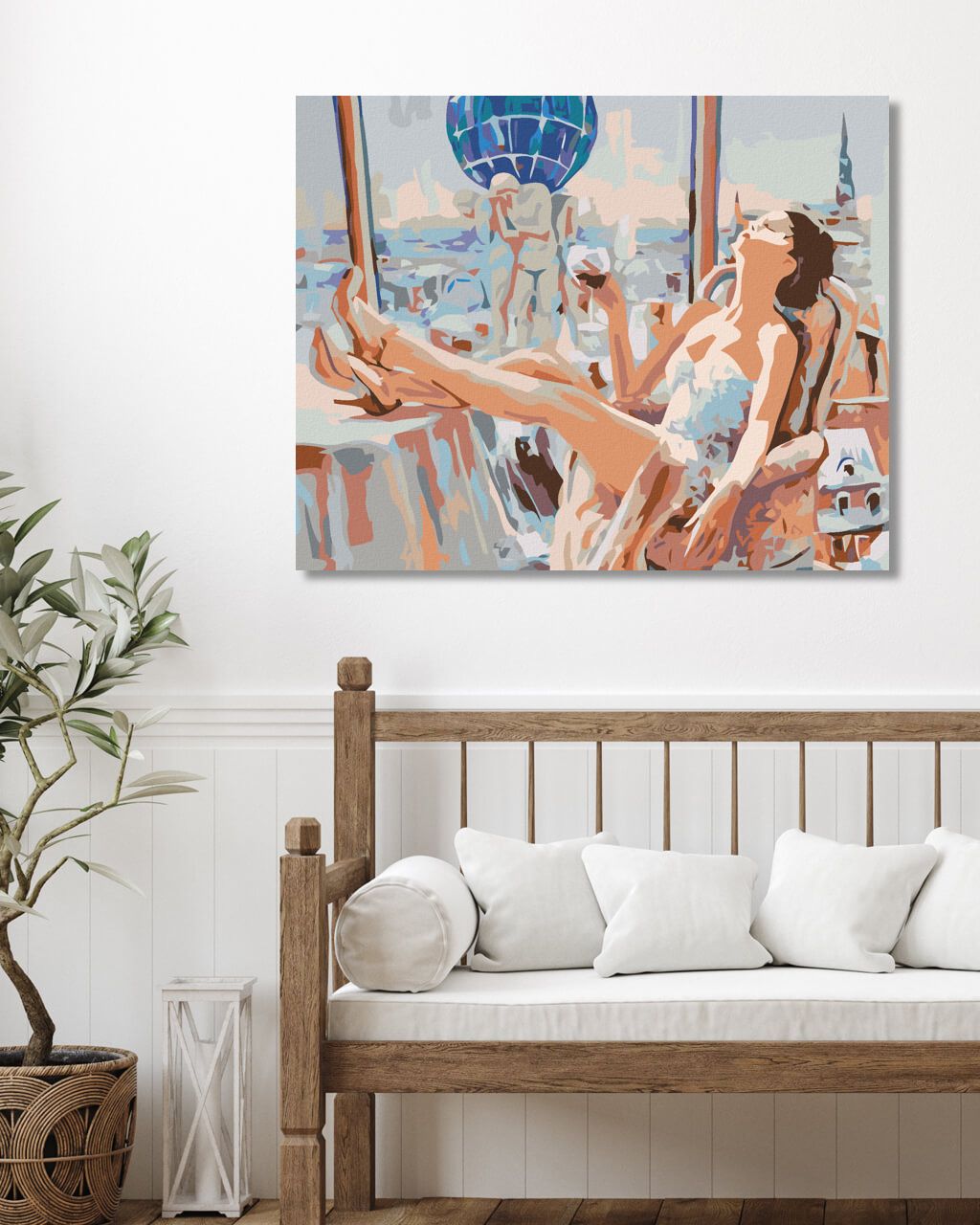 zuty Malování podle čísel - ODPOČÍVAJÍCÍ ŽENA SE SKLENIČKOU VÍNA - Rozměr: 40x50 cm, Rámování: Varianta: vypnuté plátno na rám - obrázek 7