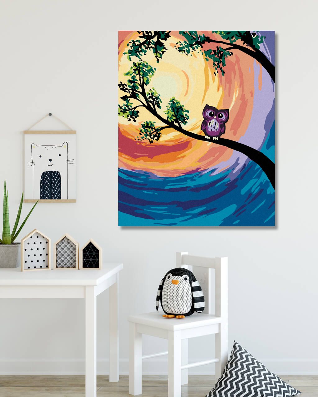 zuty Malování podle čísel - MALÁ FIALKOVÁ SOVIČKA - Rozměr: 40x50 cm, Rámování: Varianta: vypnuté plátno na rám - obrázek 6