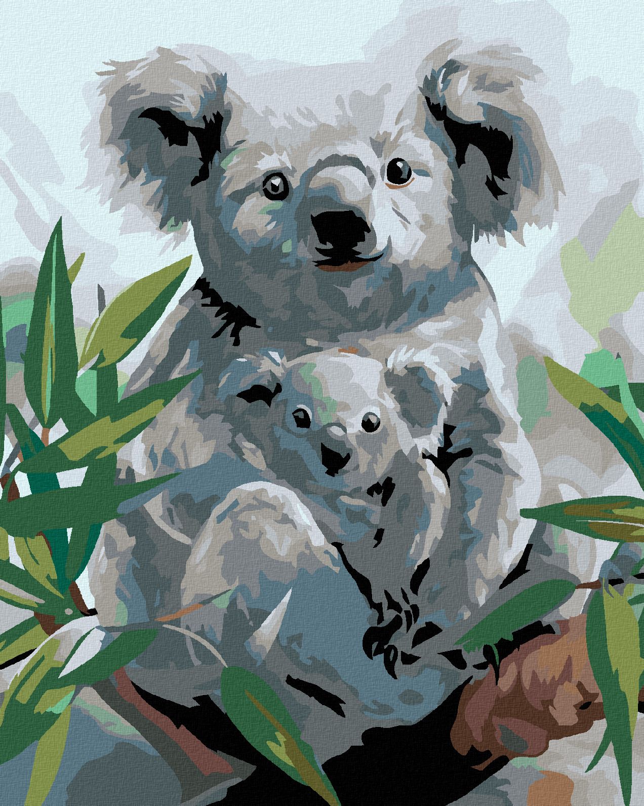 zuty Malování podle čísel - KOALA S MLÁDĚTEM - Rozměr: 40x50 cm, Rámování: Varianta: bez rámu a bez vypnutí plátna - obrázek 1