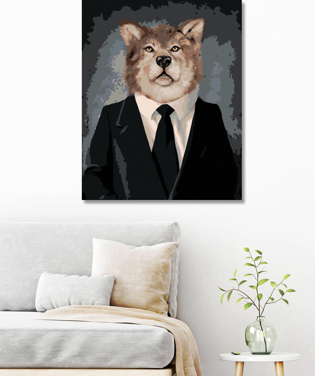 zuty Malování podle čísel - VLK V OBLEČENÍ - Rozměr: 40x50 cm, Rámování: Varianta: bez rámu a bez vypnutí plátna - obrázek 9