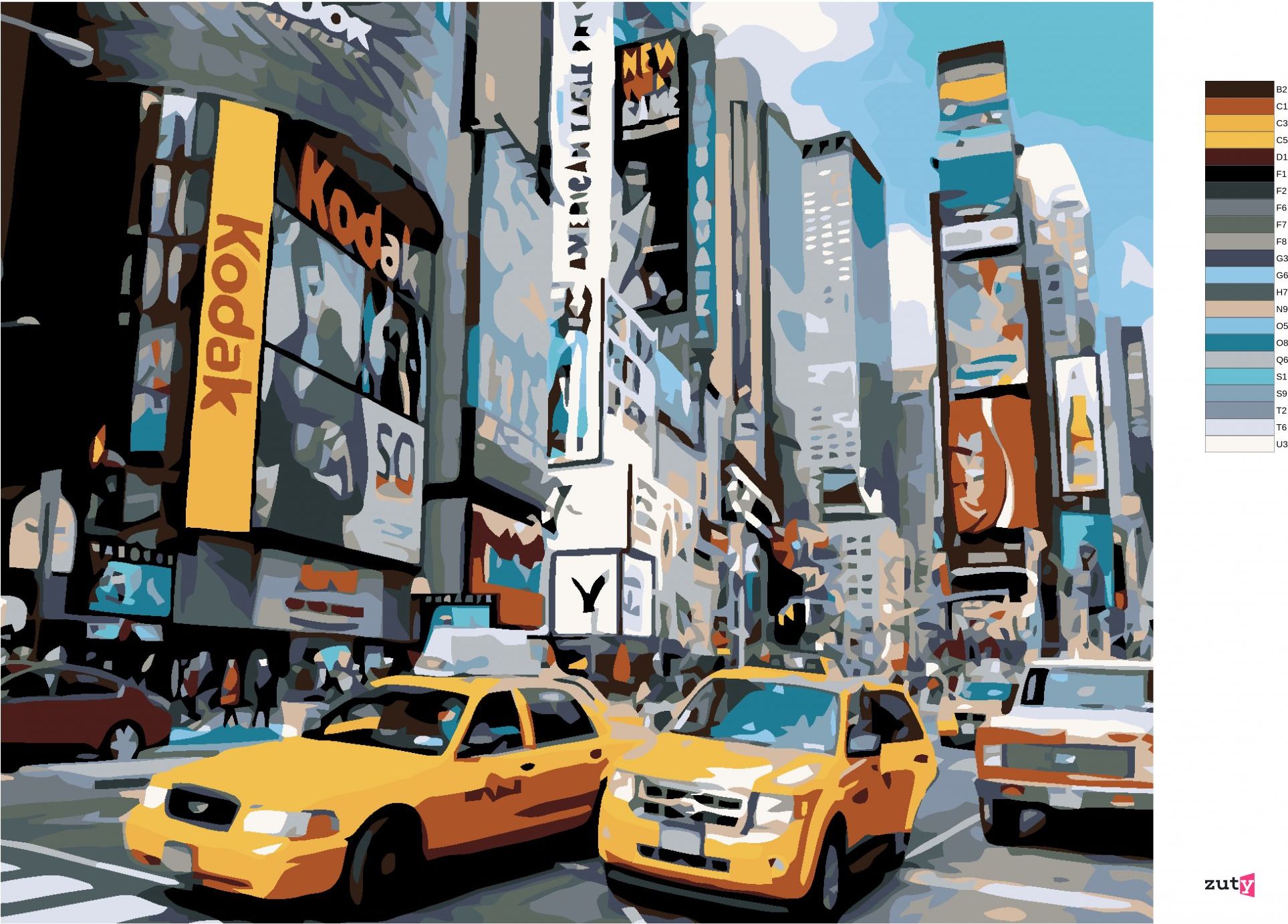 zuty Malování podle čísel - ULICE V NEW YORKU - Rozměr: 40x50 cm, Rámování: Varianta: bez rámu a bez vypnutí plátna - obrázek 6