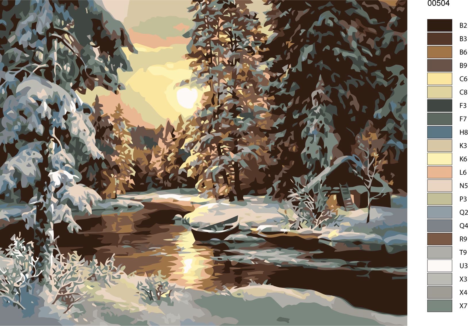 zuty Malování podle čísel - ZÁPAD SLUNCE NAD LESEM - Rozměr: 40x50 cm, Rámování: Varianta: vypnuté plátno na rám - obrázek 2