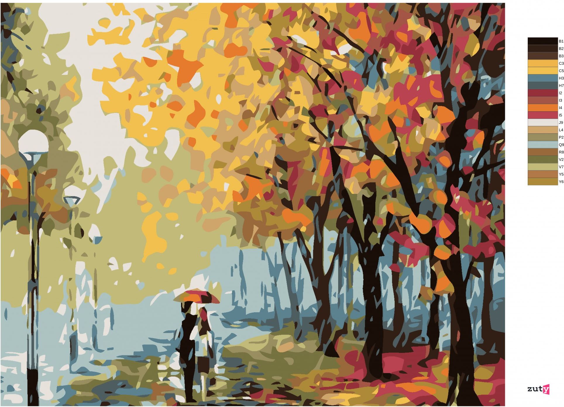 zuty Malování podle čísel - PODZIMNÍ DÉŠŤ - Rozměr: 40x50 cm, Rámování: Varianta: bez rámu a bez vypnutí plátna - obrázek 8