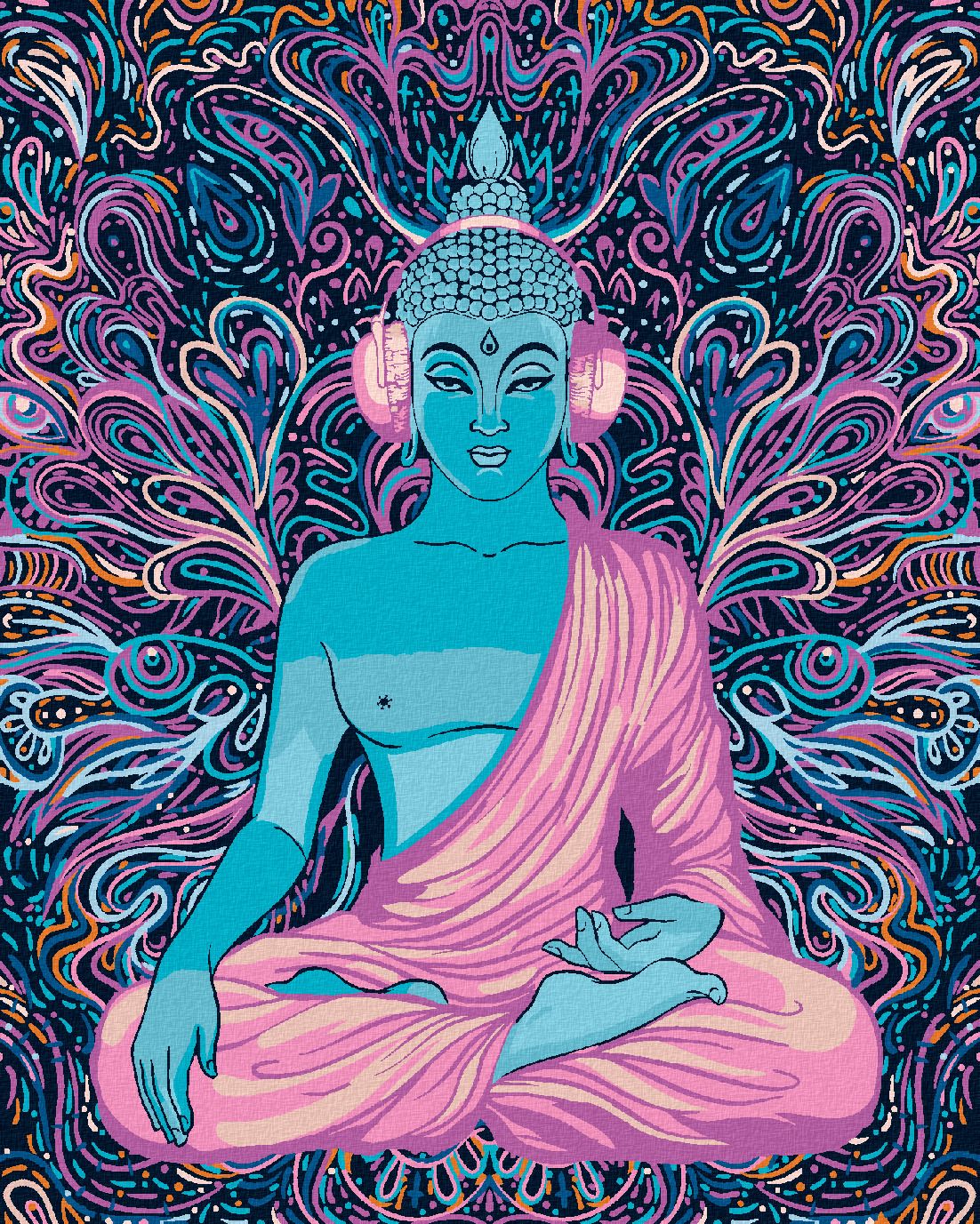 zuty Malování podle čísel - FIALOVÝ BUDDHA - Rozměr: 40x50 cm, Rámování: Varianta: vypnuté plátno na rám - obrázek 1