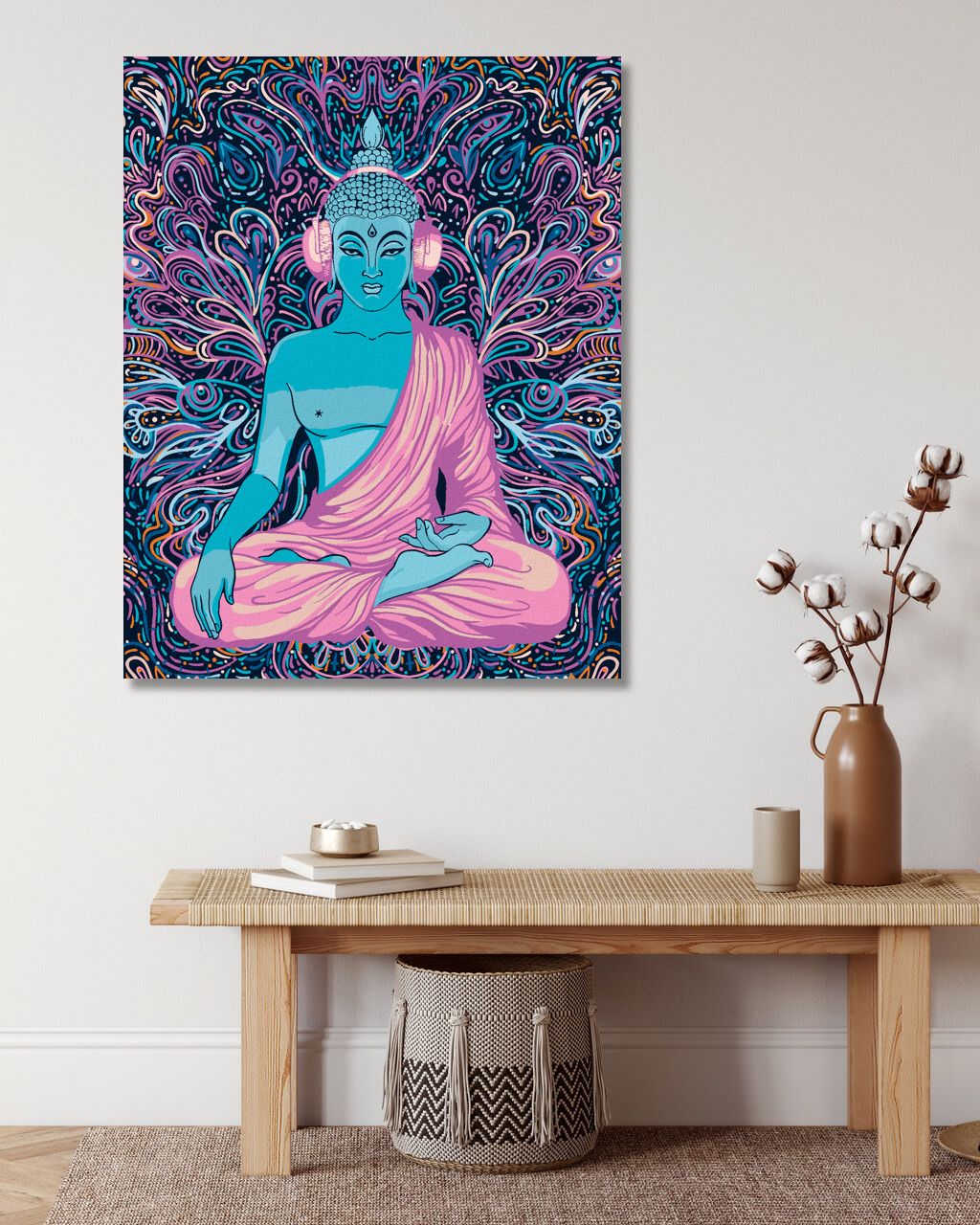 zuty Malování podle čísel - FIALOVÝ BUDDHA - Rozměr: 40x50 cm, Rámování: Varianta: vypnuté plátno na rám - obrázek 3