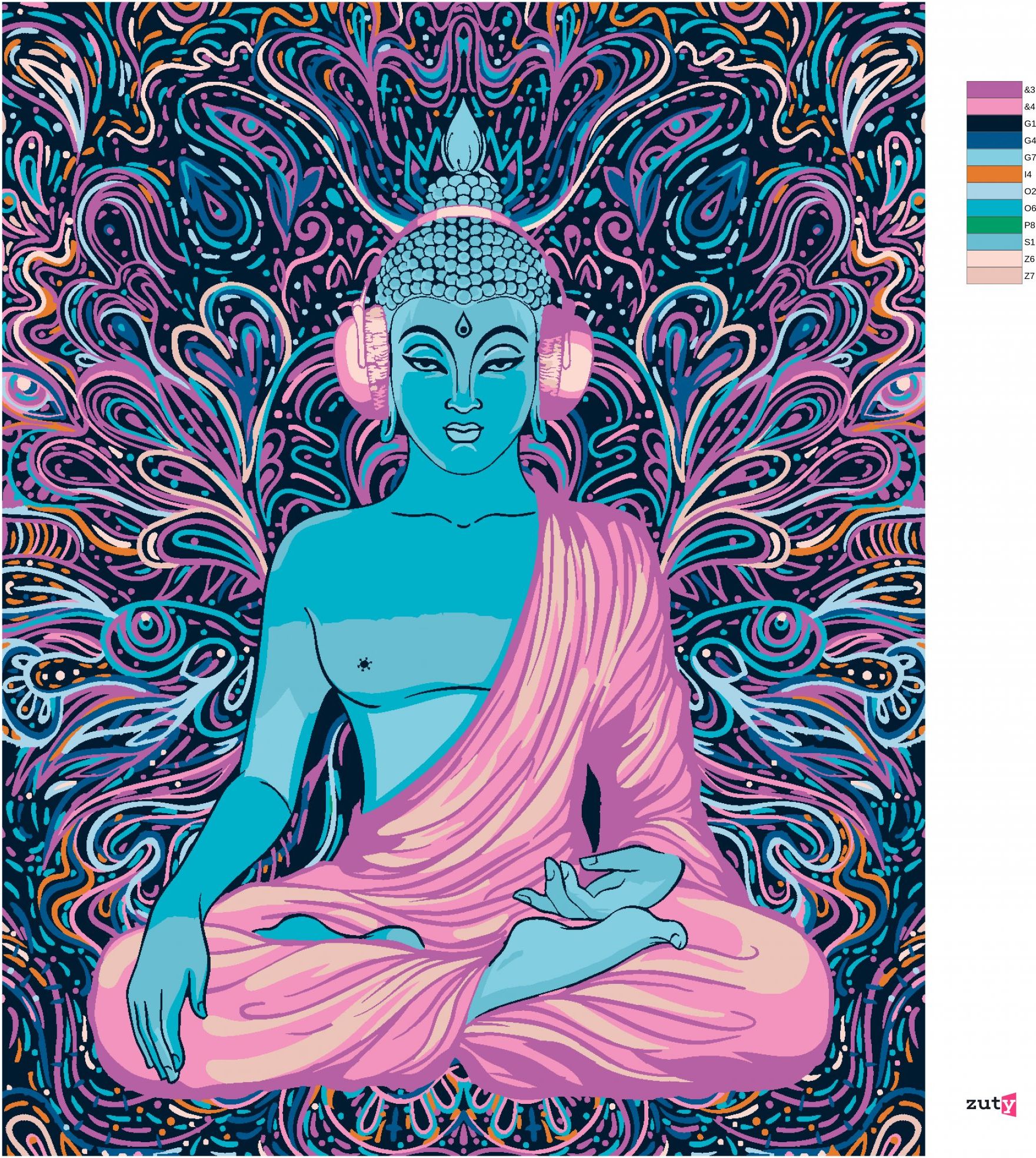 zuty Malování podle čísel - FIALOVÝ BUDDHA - Rozměr: 40x50 cm, Rámování: Varianta: vypnuté plátno na rám - obrázek 8