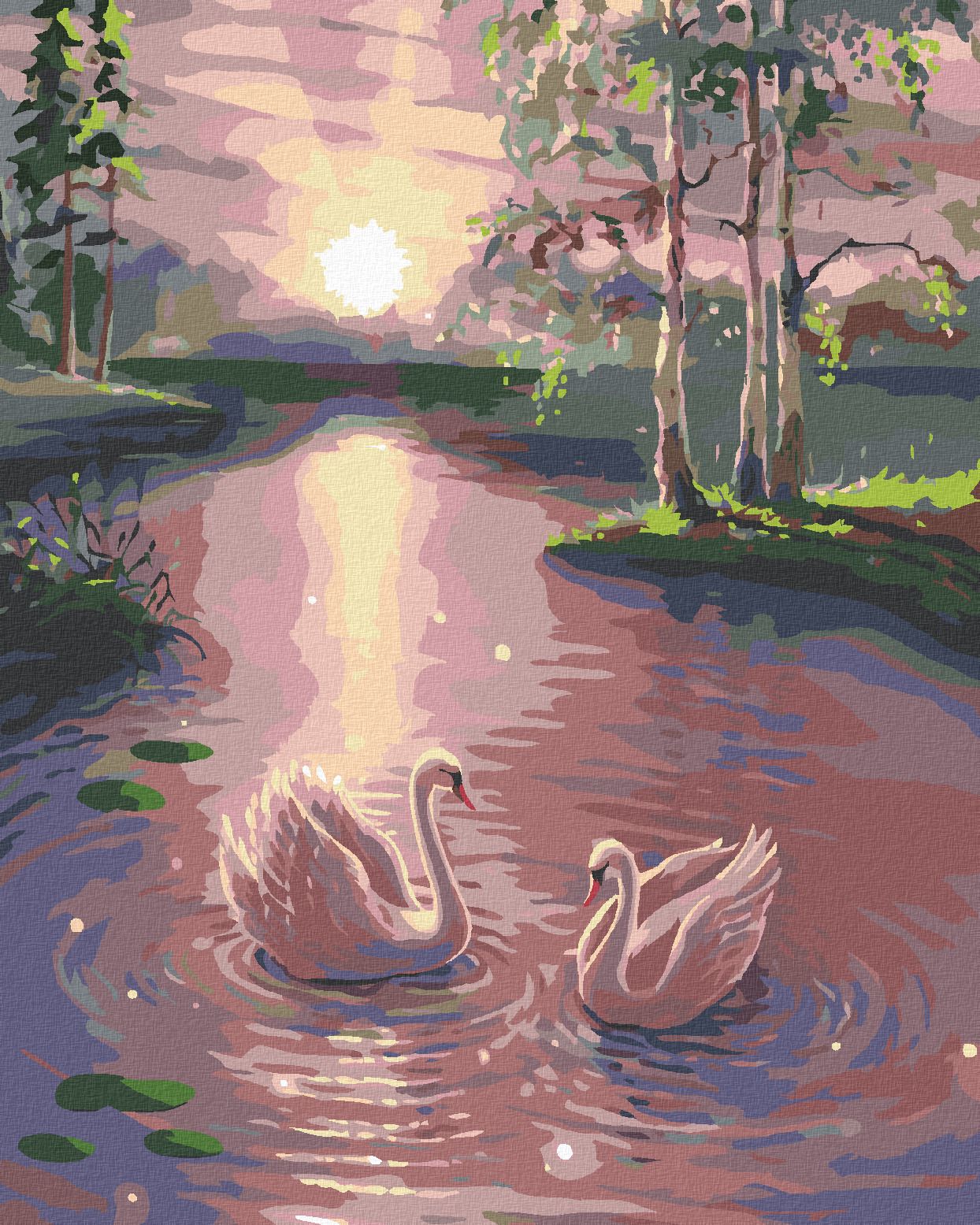 zuty Malování podle čísel - LABUTĚ NA VODĚ - Rozměr: 40x50 cm, Rámování: Varianta: vypnuté plátno na rám - obrázek 1
