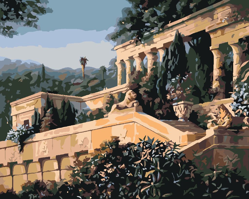 zuty Malování podle čísel - ARCHITEKTURA V ZAHRADĚ - Rozměr: 40x50 cm, Rámování: Varianta: vypnuté plátno na rám - obrázek 4
