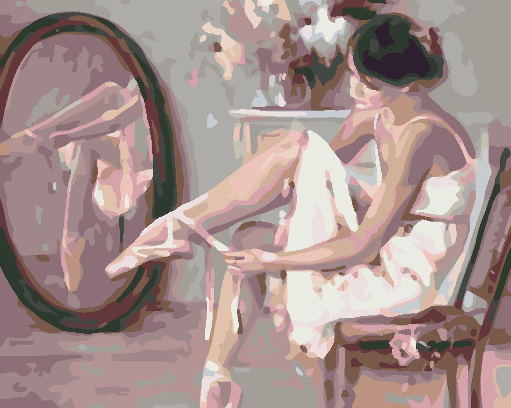 zuty Malování podle čísel - BALETKA PŘED ZRCADLEM - Rozměr: 40x50 cm, Rámování: Varianta: vypnuté plátno na rám - obrázek 4
