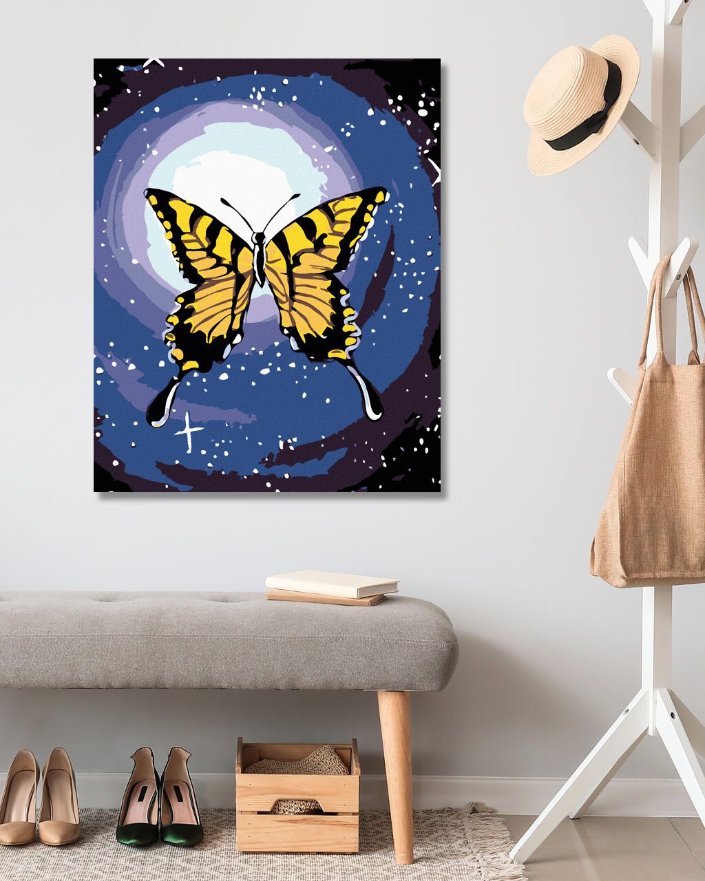 zuty Malování podle čísel - MOTÝL A NOČNÍ OBLOHA - Rozměr: 40x50 cm, Rámování: Varianta: bez rámu a bez vypnutí plátna - obrázek 5