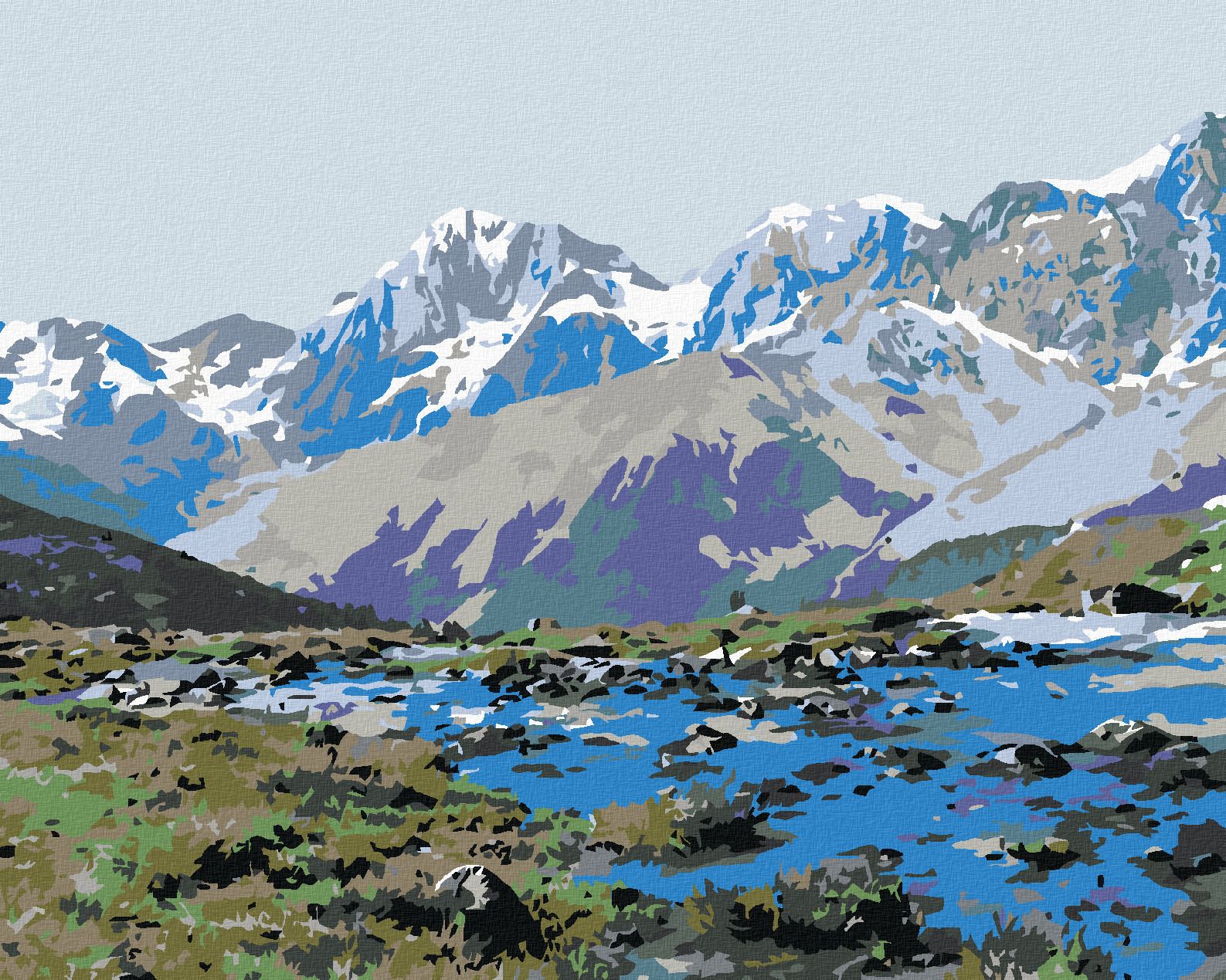 zuty Malování podle čísel - POTOK V HORÁCH - Rozměr: 40x50 cm, Rámování: Varianta: bez rámu a bez vypnutí plátna - obrázek 1