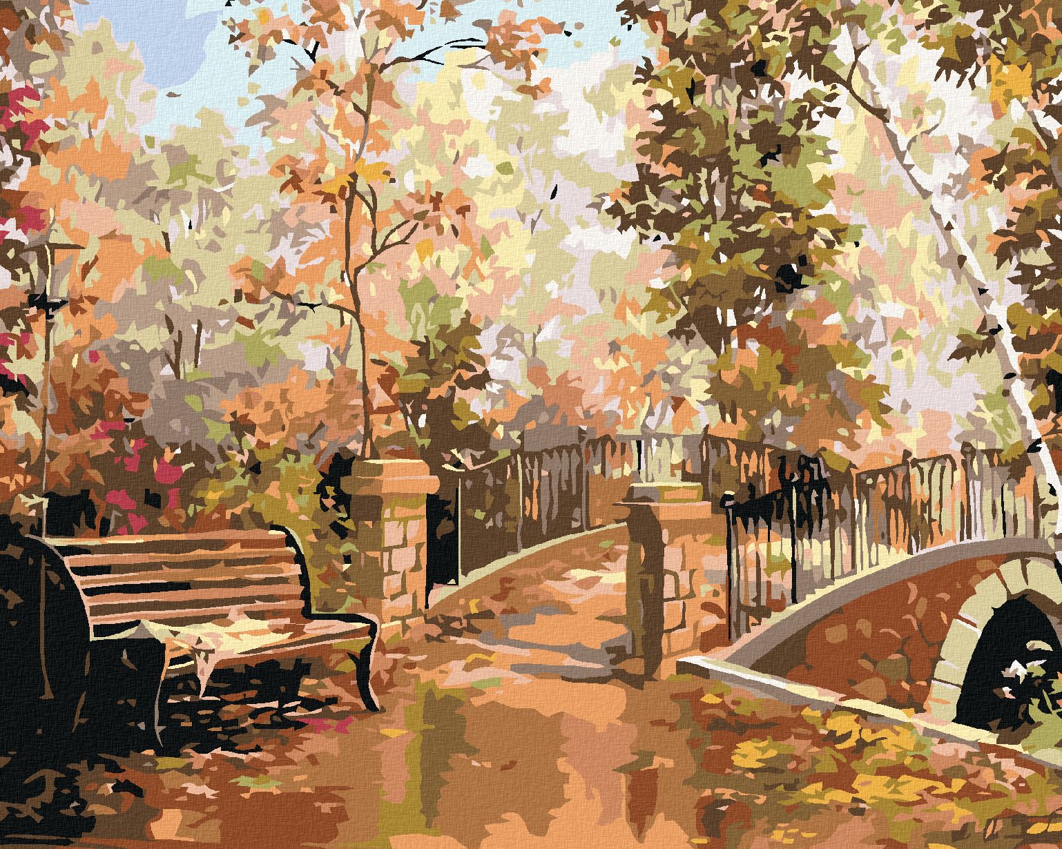 zuty Malování podle čísel - LAVIČKA V PARKU - Rozměr: 40x50 cm, Rámování: Varianta: vypnuté plátno na rám - obrázek 1