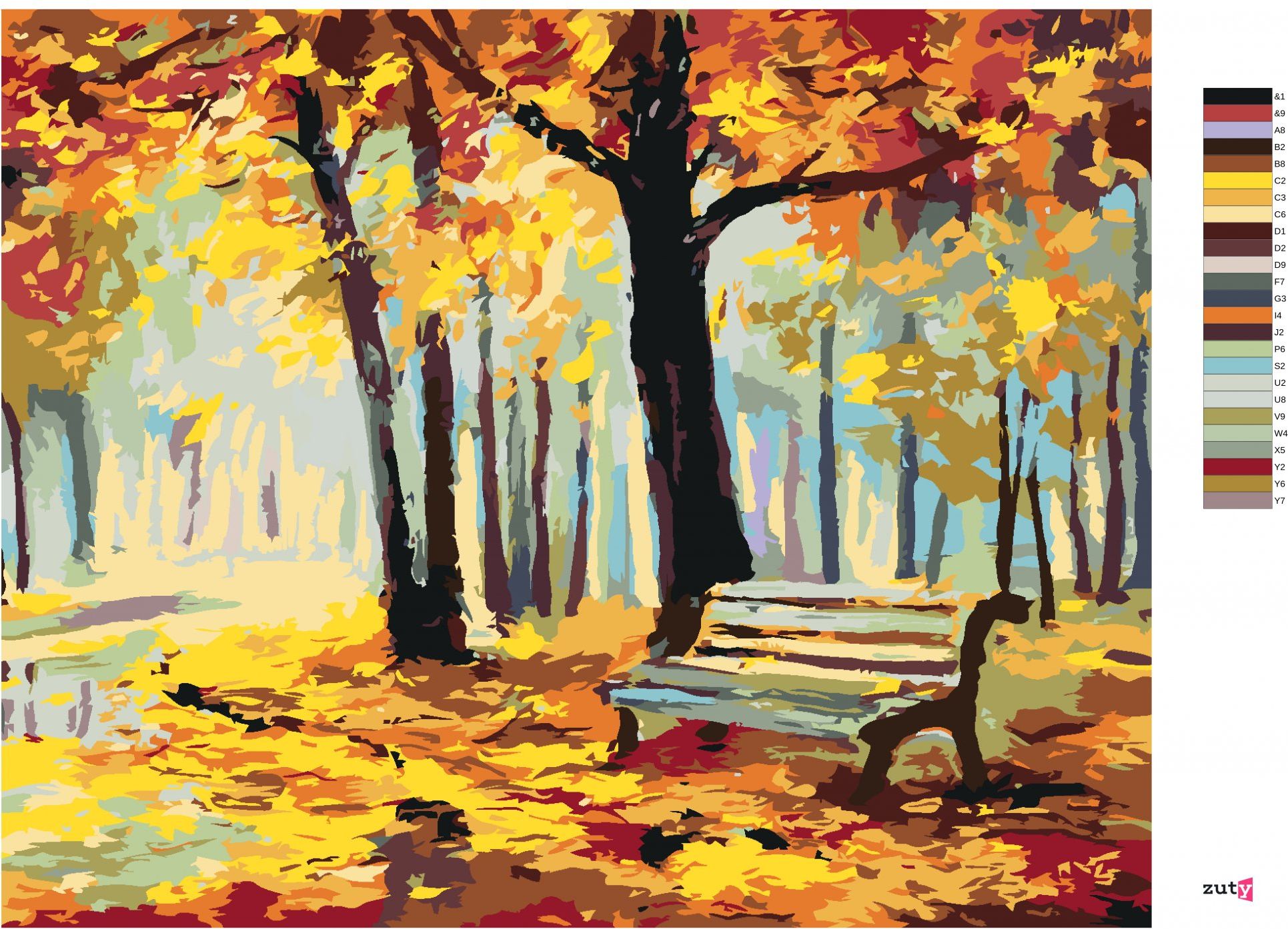 zuty Malování podle čísel - LAVIČKA V PARKU - Rozměr: 40x50 cm, Rámování: Varianta: vypnuté plátno na rám - obrázek 14