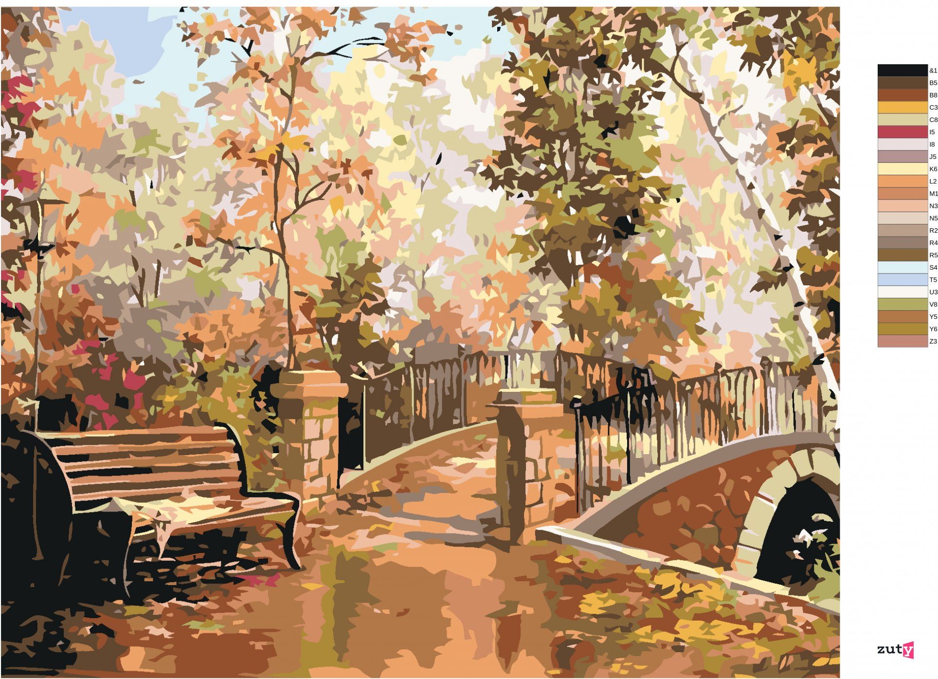 zuty Malování podle čísel - LAVIČKA V PARKU - Rozměr: 40x50 cm, Rámování: Varianta: vypnuté plátno na rám - obrázek 16
