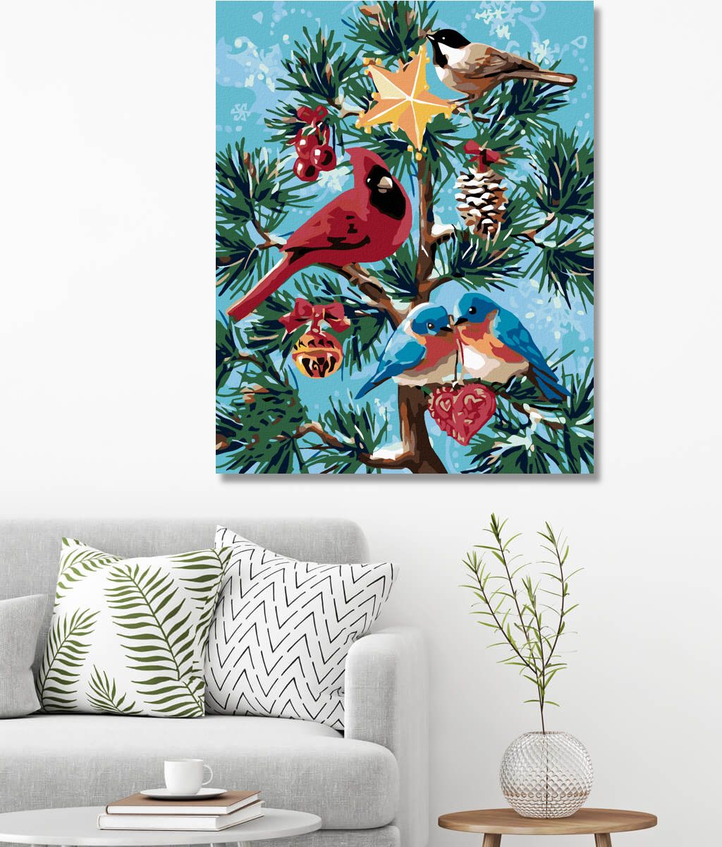 zuty Malování podle čísel - PTÁČCI A VÁNOČNÍ STROMEK - Rozměr: 40x50 cm, Rámování: Varianta: bez rámu a bez vypnutí plátna - obrázek 9