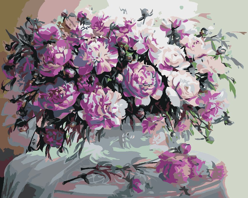 zuty Malování podle čísel - FIALKOVÉ PIVOŇKY - Rozměr: 40x50 cm, Rámování: Varianta: vypnuté plátno na rám - obrázek 3