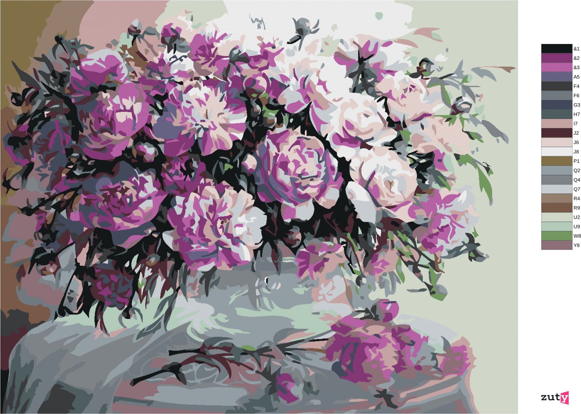zuty Malování podle čísel - FIALKOVÉ PIVOŇKY - Rozměr: 40x50 cm, Rámování: Varianta: vypnuté plátno na rám - obrázek 5