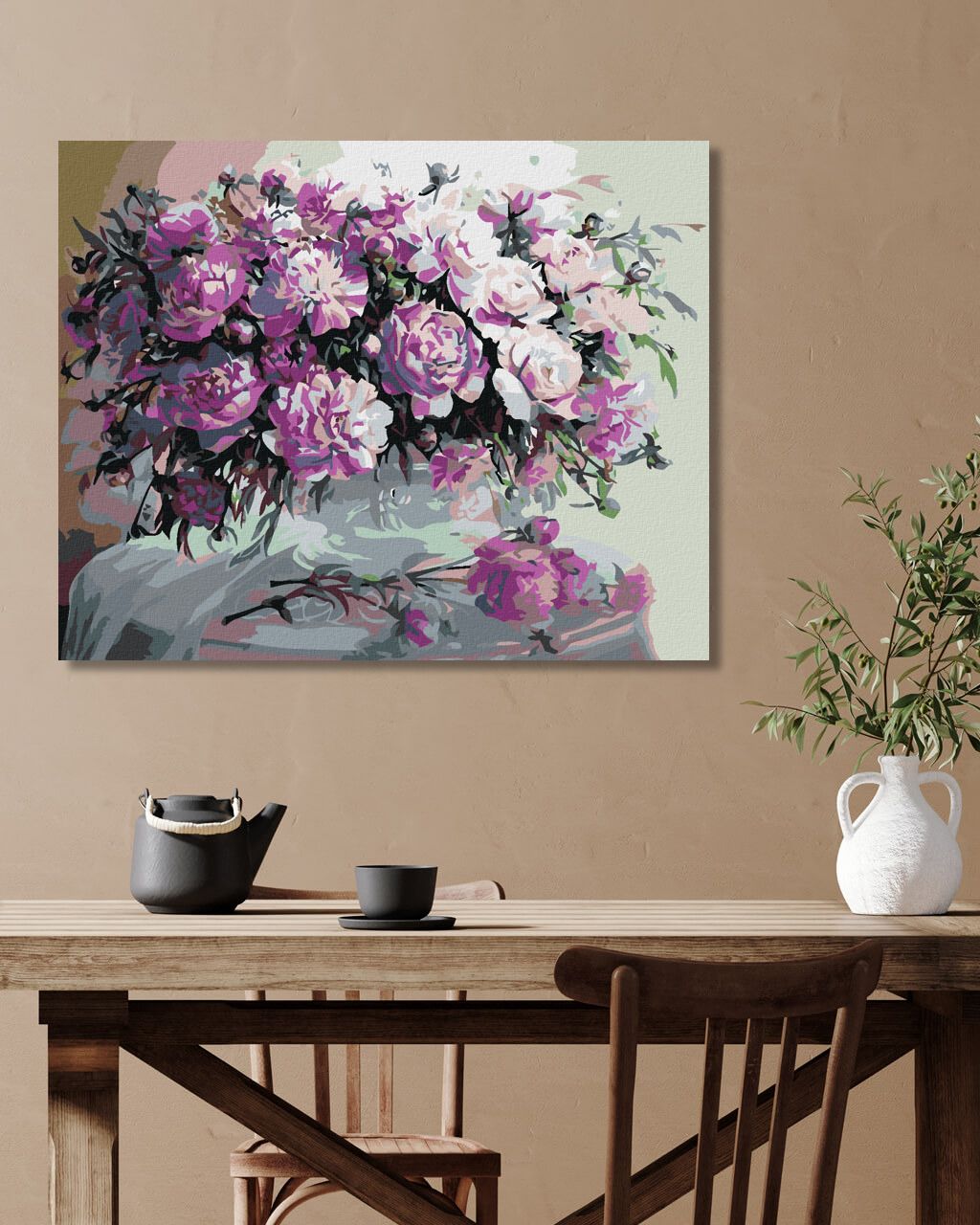 zuty Malování podle čísel - FIALKOVÉ PIVOŇKY - Rozměr: 40x50 cm, Rámování: Varianta: vypnuté plátno na rám - obrázek 6