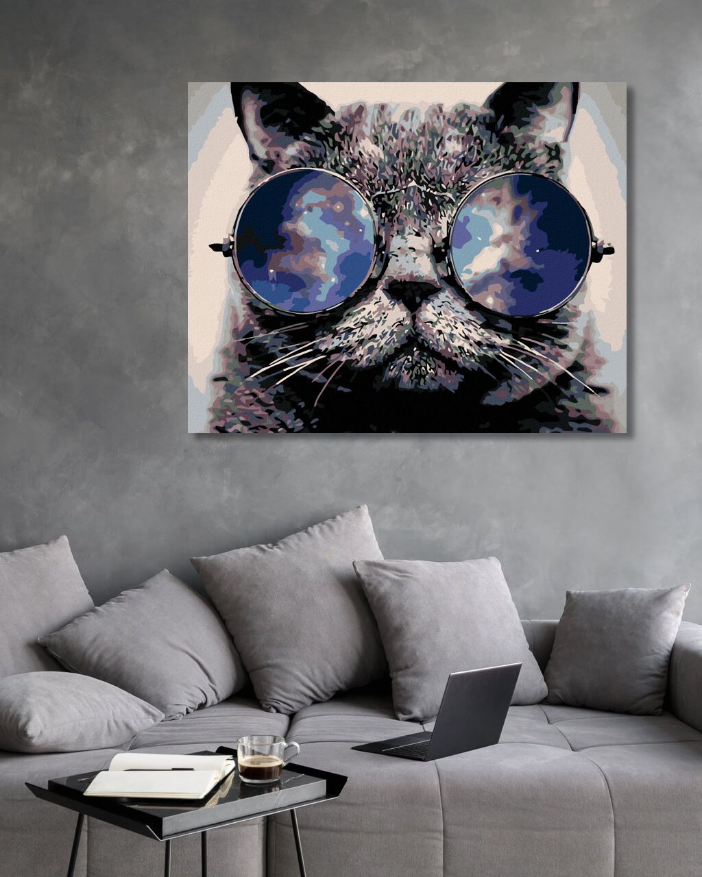 zuty Malování podle čísel - KOCOUR V BRÝLÍCH - Rozměr: 40x50 cm, Rámování: Varianta: bez rámu a bez vypnutí plátna - obrázek 3