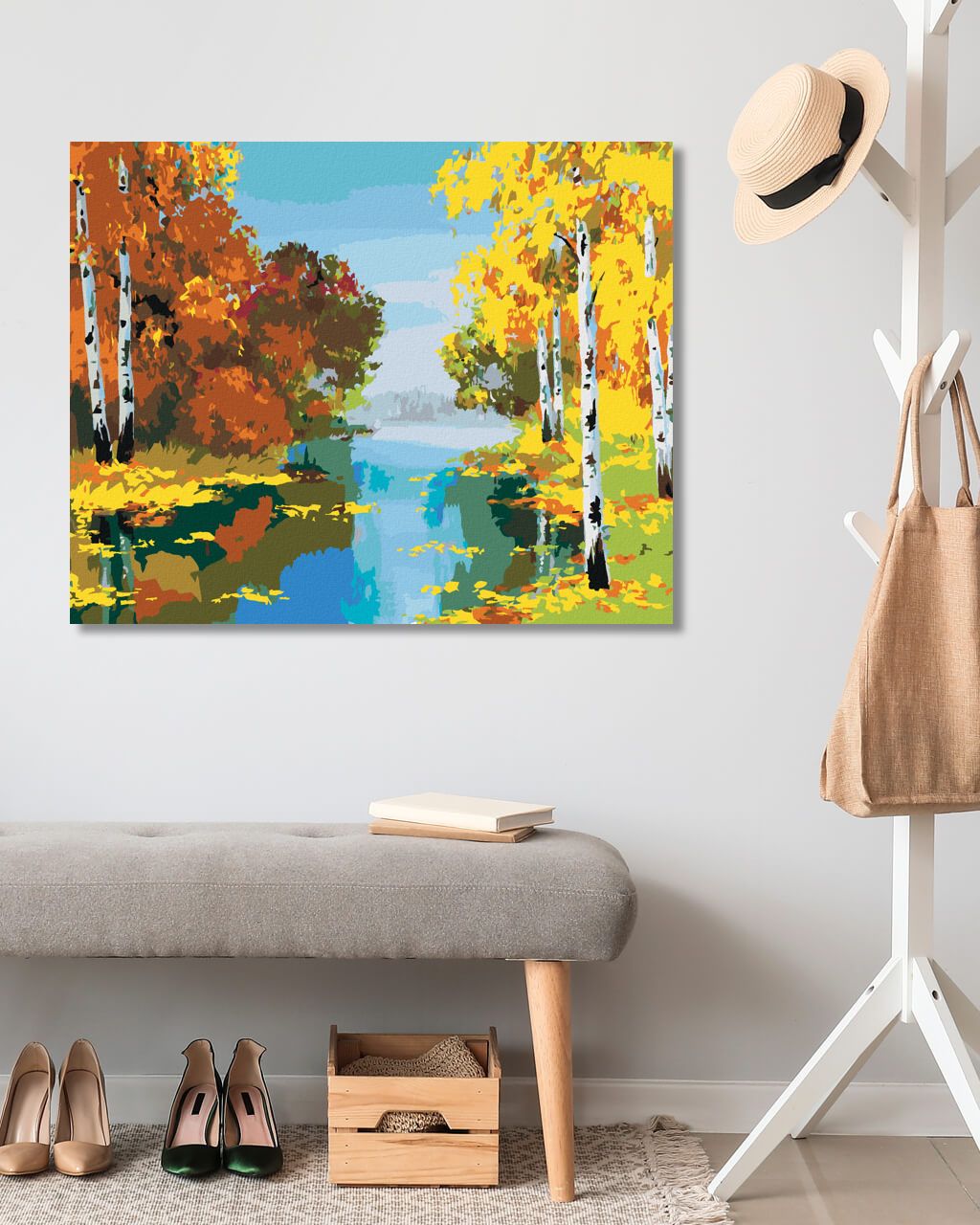 zuty Malování podle čísel - LES S BŘÍZAMI U ŘEKY - Rozměr: 40x50 cm, Rámování: Varianta: bez rámu a bez vypnutí plátna - obrázek 5