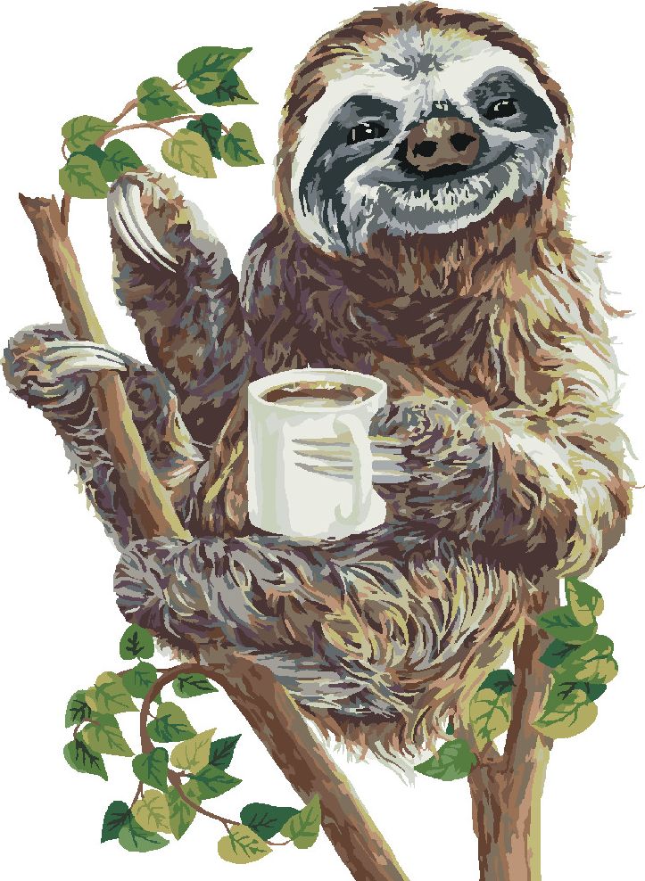 zuty Malování podle čísel - LENOCHOD A KÁVA (HOLLY SIMENTAL) - Rozměr: 40x50 cm, Rámování: Varianta: vypnuté plátno na rám - obrázek 10
