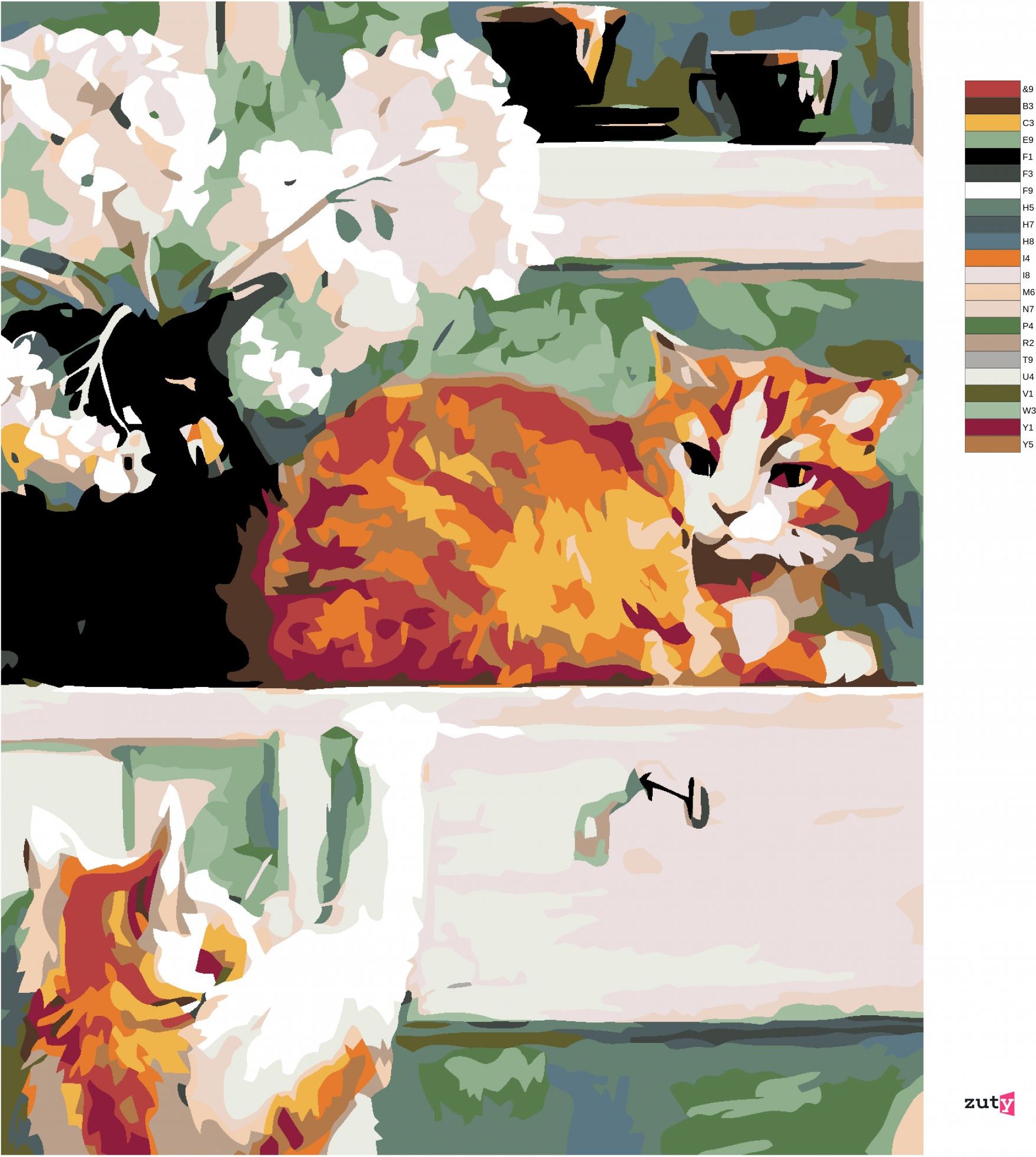 zuty Malování podle čísel - KOČKY POD OKNEM - Rozměr: 40x50 cm, Rámování: Varianta: bez rámu a bez vypnutí plátna - obrázek 8