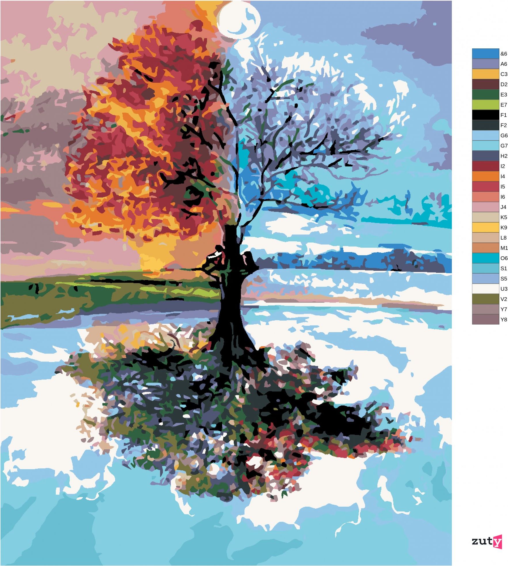 zuty Malování podle čísel - ČTVERO ROČNÍCH OBDOBÍ - Rozměr: 40x50 cm, Rámování: Varianta: vypnuté plátno na rám - obrázek 3
