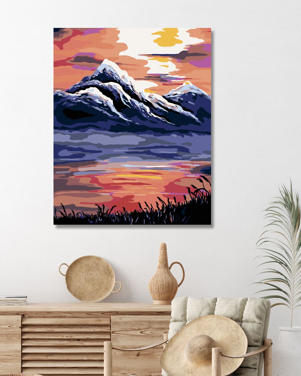 zuty Malování podle čísel - ZÁPAD SLUNCE NAD HORAMI - Rozměr: 40x50 cm, Rámování: Varianta: bez rámu a bez vypnutí plátna - obrázek 2
