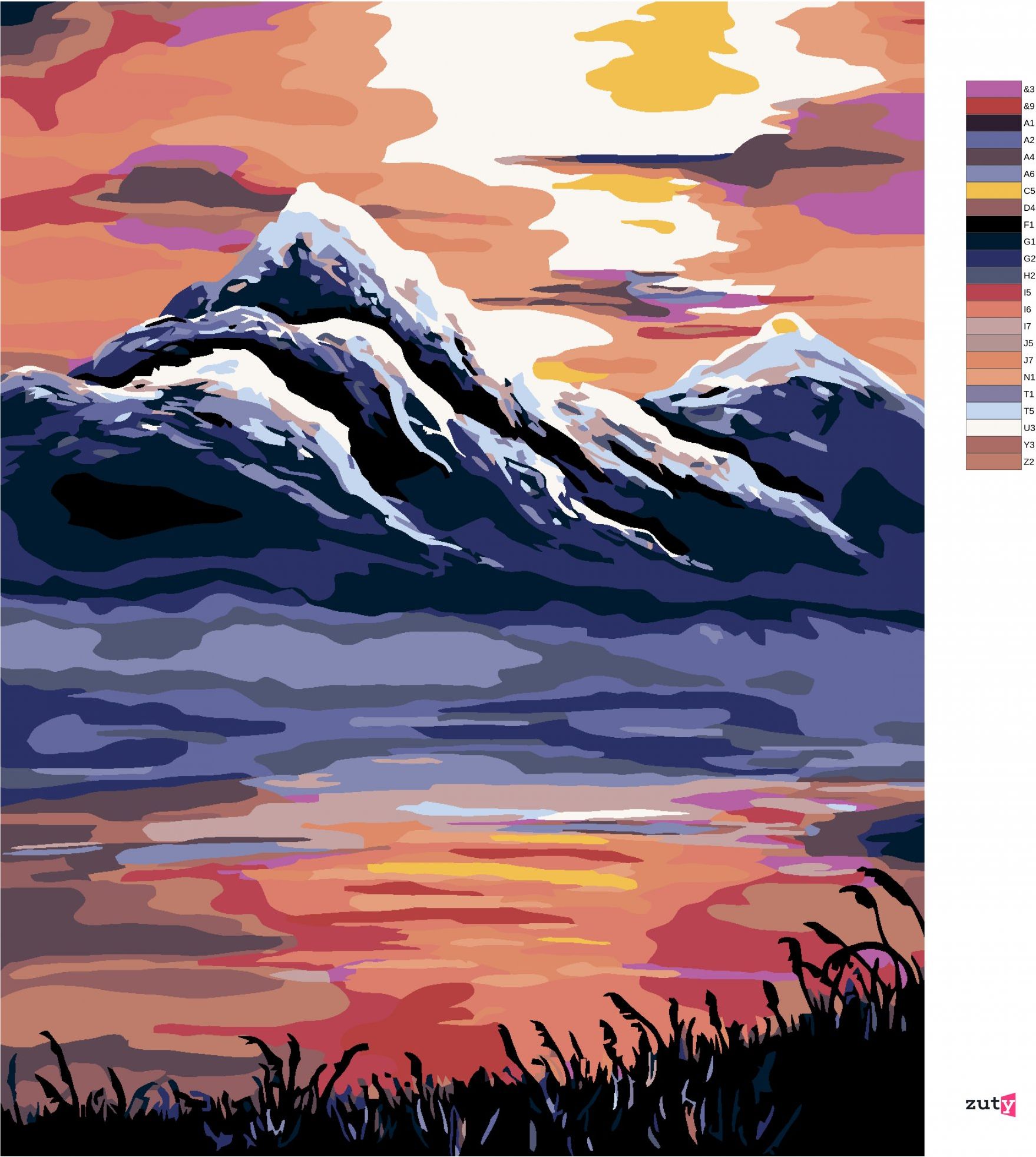 zuty Malování podle čísel - ZÁPAD SLUNCE NAD HORAMI - Rozměr: 40x50 cm, Rámování: Varianta: bez rámu a bez vypnutí plátna - obrázek 10