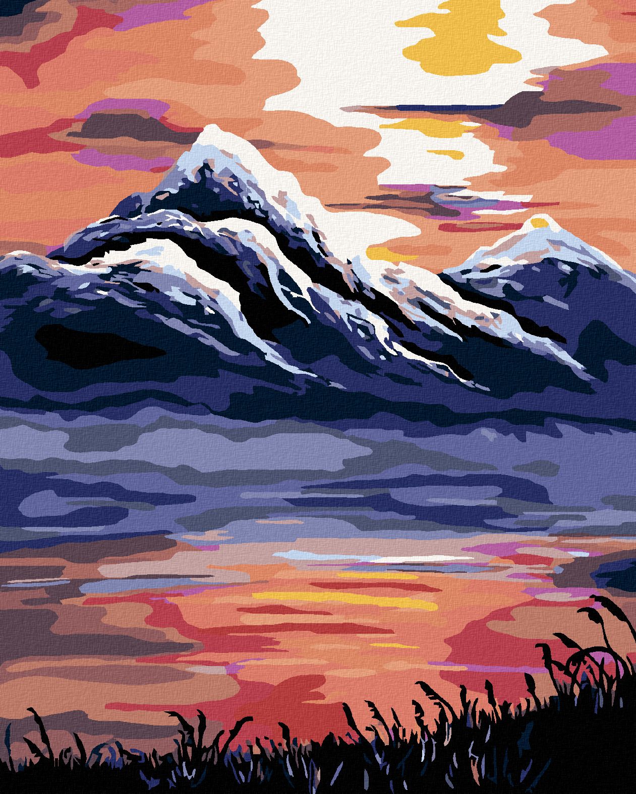 zuty Malování podle čísel - ZÁPAD SLUNCE NAD HORAMI - Rozměr: 40x50 cm, Rámování: Varianta: vypnuté plátno na rám - obrázek 1