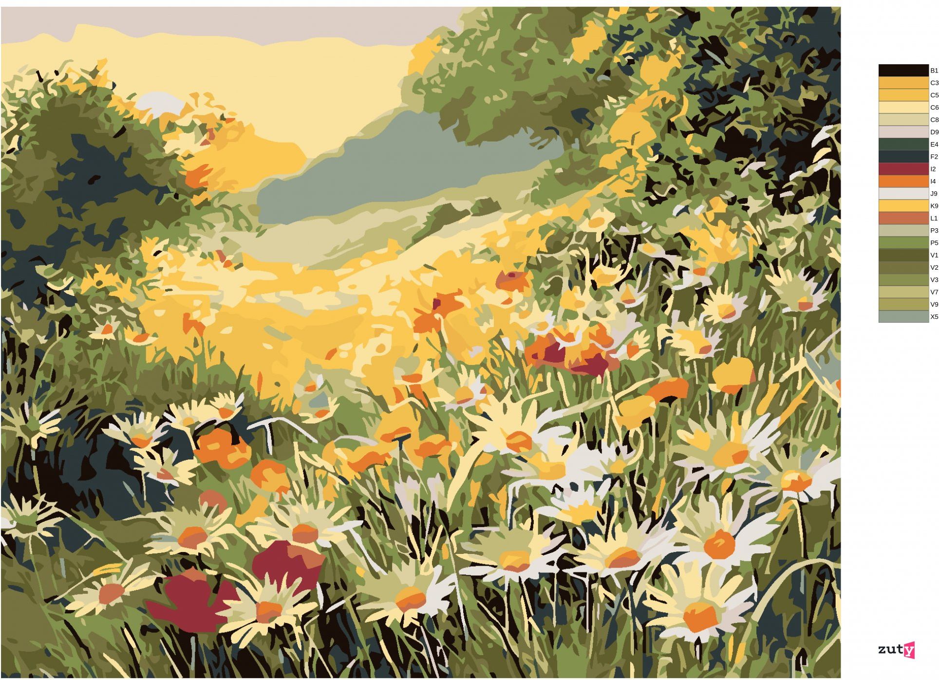 zuty Malování podle čísel - LETNÍ LOUKA - Rozměr: 40x50 cm, Rámování: Varianta: vypnuté plátno na rám - obrázek 5